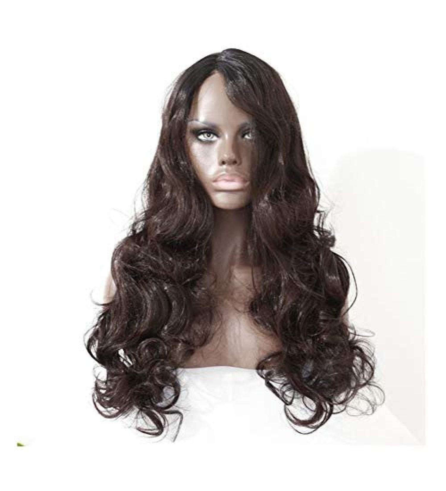 BGHJUE Long Natural Wavy Lace Front Wig - 70cm Green Brown Synthetic Hair | International Shipping - Buy Online on GoSupps.com