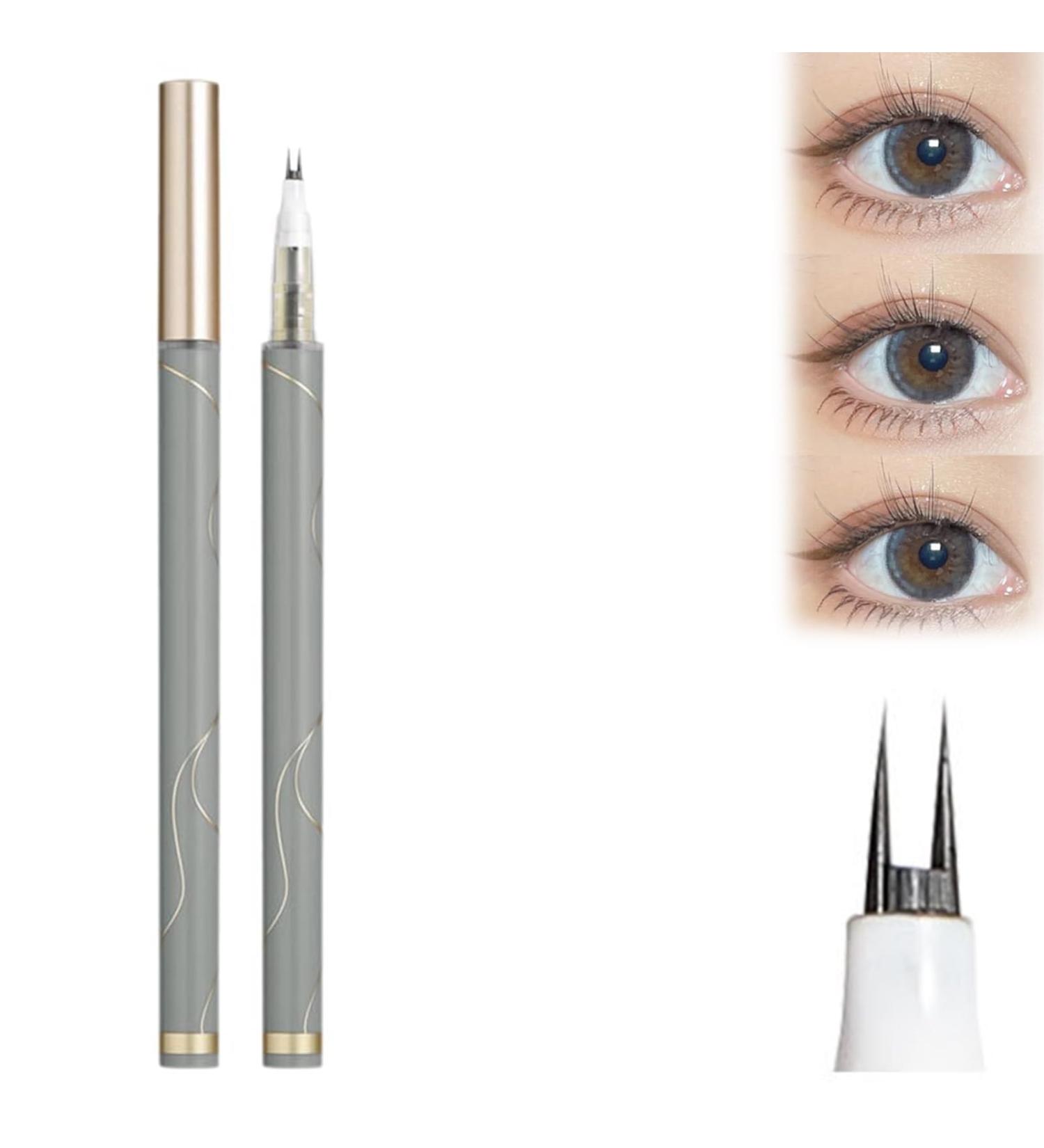Double Tip Lower Eyelash Pencil Upgraded 3D Waterproof Eyelash Pen Eye Liner Liquid Eyeliner Dual Pronged Bottom Eyelashes Pen Waterproof Liquid Eyeliner for Makeup (Gray Black) - Buy Online on GoSupps.com