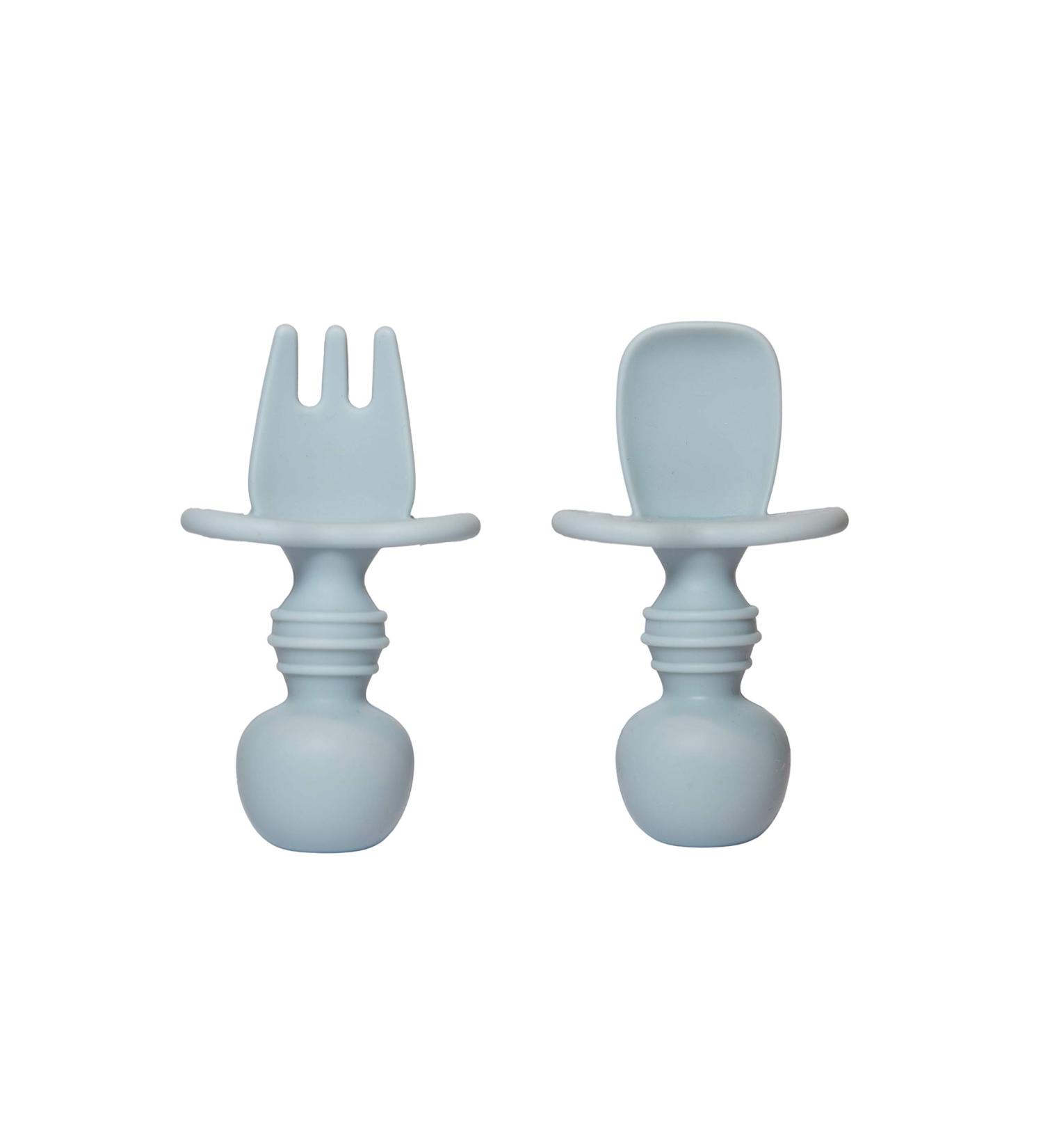 Sodatch Baby Cutlery Blue Grey - 100% Food Grade Silicone Utensils | BPA Free & Easy Grip for Babies - Buy Online on GoSupps.com