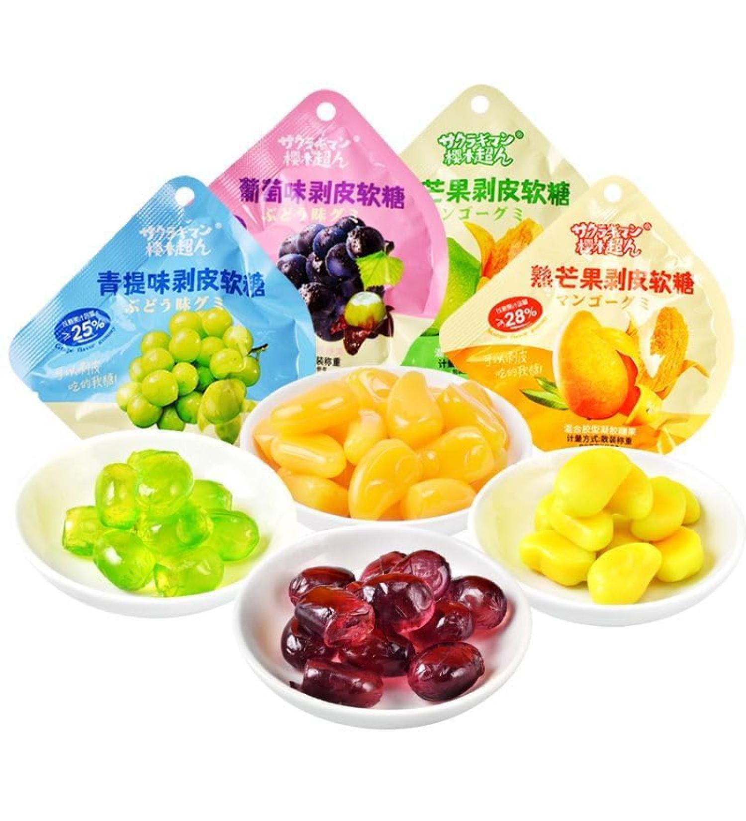 Peel fudge Lychee grape 8 kinds of fruit candy 50% fruit juice content wedding candies healthy nutrition snacks snack gifts candy dessert Chinese candy gift (Mixed flavors 4 packs(150g)) Mixed flavors 4 packs(150g) - Buy Online on GoSupps.com
