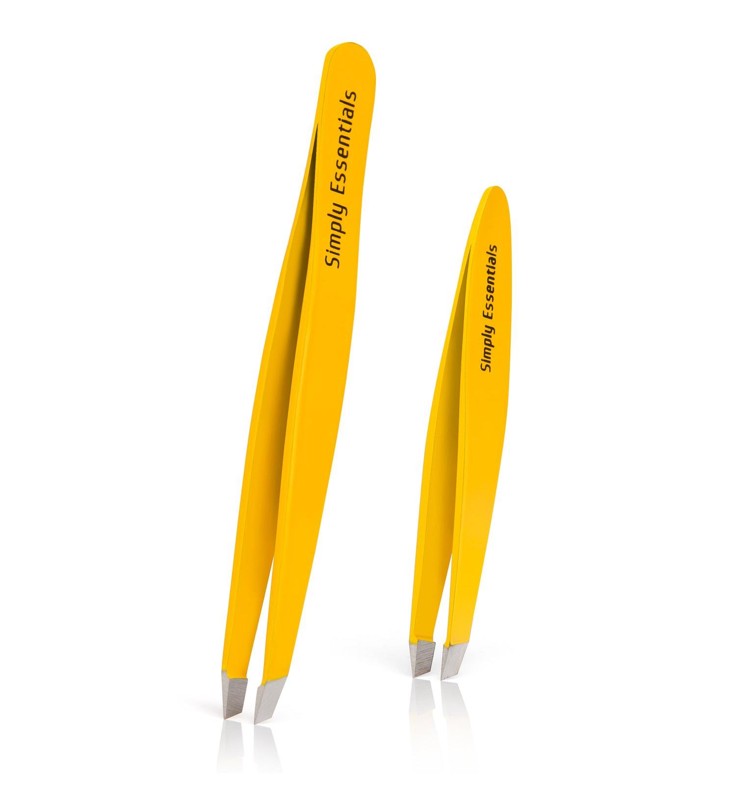 Professional Stainless Steel Yellow Tweezers Set with Case and Ebook - Surgical Grade for Precision Eyebrow Plucking, Ingrown Hair, Nose Hair, and Splinters - Buy Online on GoSupps.com