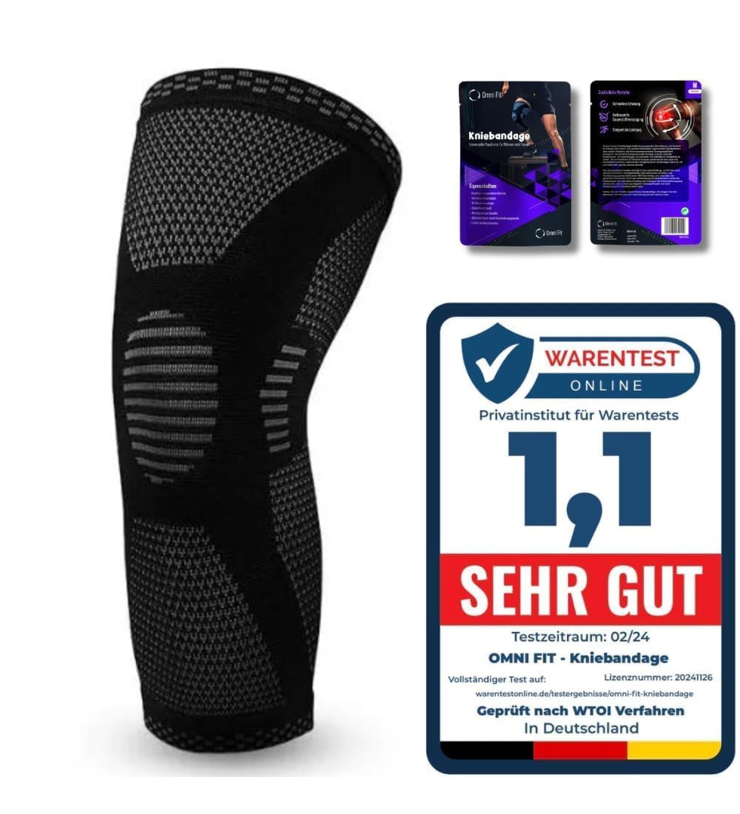Omni Fit Knee Bandage - Your Second Skin for Pain-Free Movement | Maximum Support & Comfort | Stay Active & Confident | L Gray - Buy Online on GoSupps.com