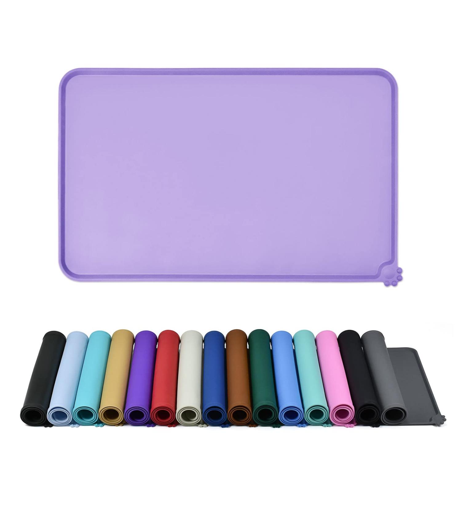 Reopet Silicone Pet Feed Mat - Waterproof Dog & Cat Space Mat with Elevated Edges - 53 x 37 cm Lilac - Ideal for Dogs & Cats - Buy Online on GoSupps.com