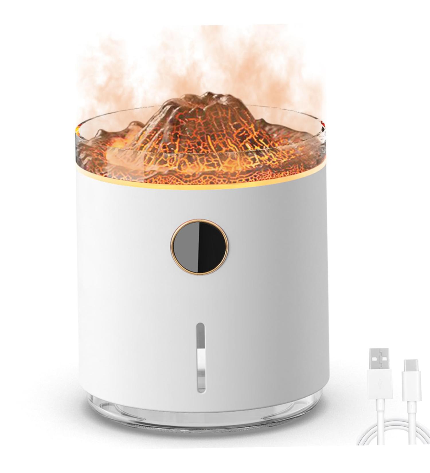 Flame Diffuser Volcano Humidifier | 360ML Essential Oil Diffuser with 2 Mist Modes & Colorful Lights for Bedroom Office & Yoga - Buy Online on GoSupps.com