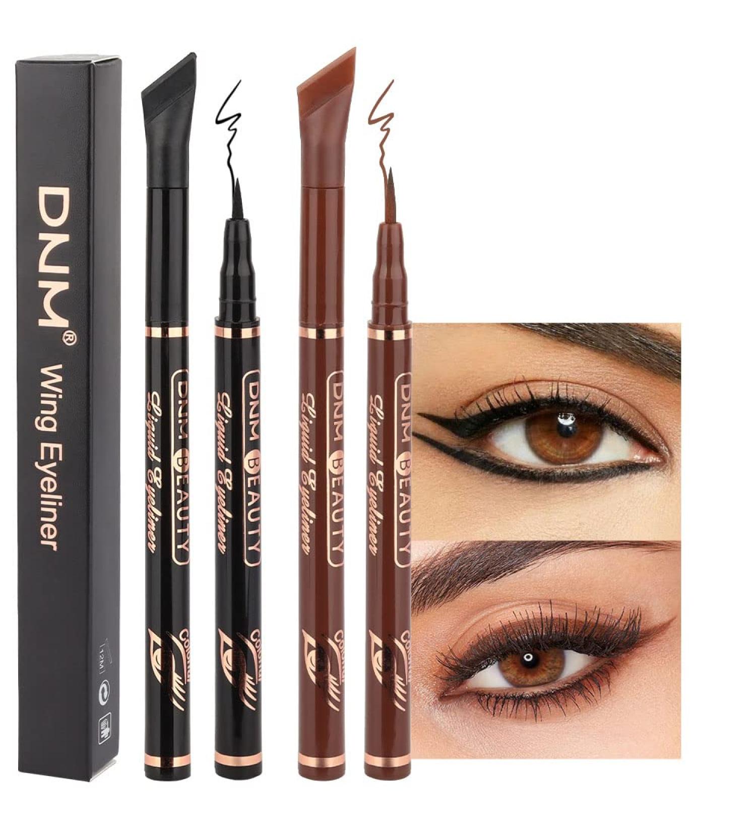 Kaely 2Pcs Liquid Wing Eyeliner Stamp Set - Waterproof Black Brown Eye Liners for Women - Includes Stencils for Easy Application - Buy Online on GoSupps.com