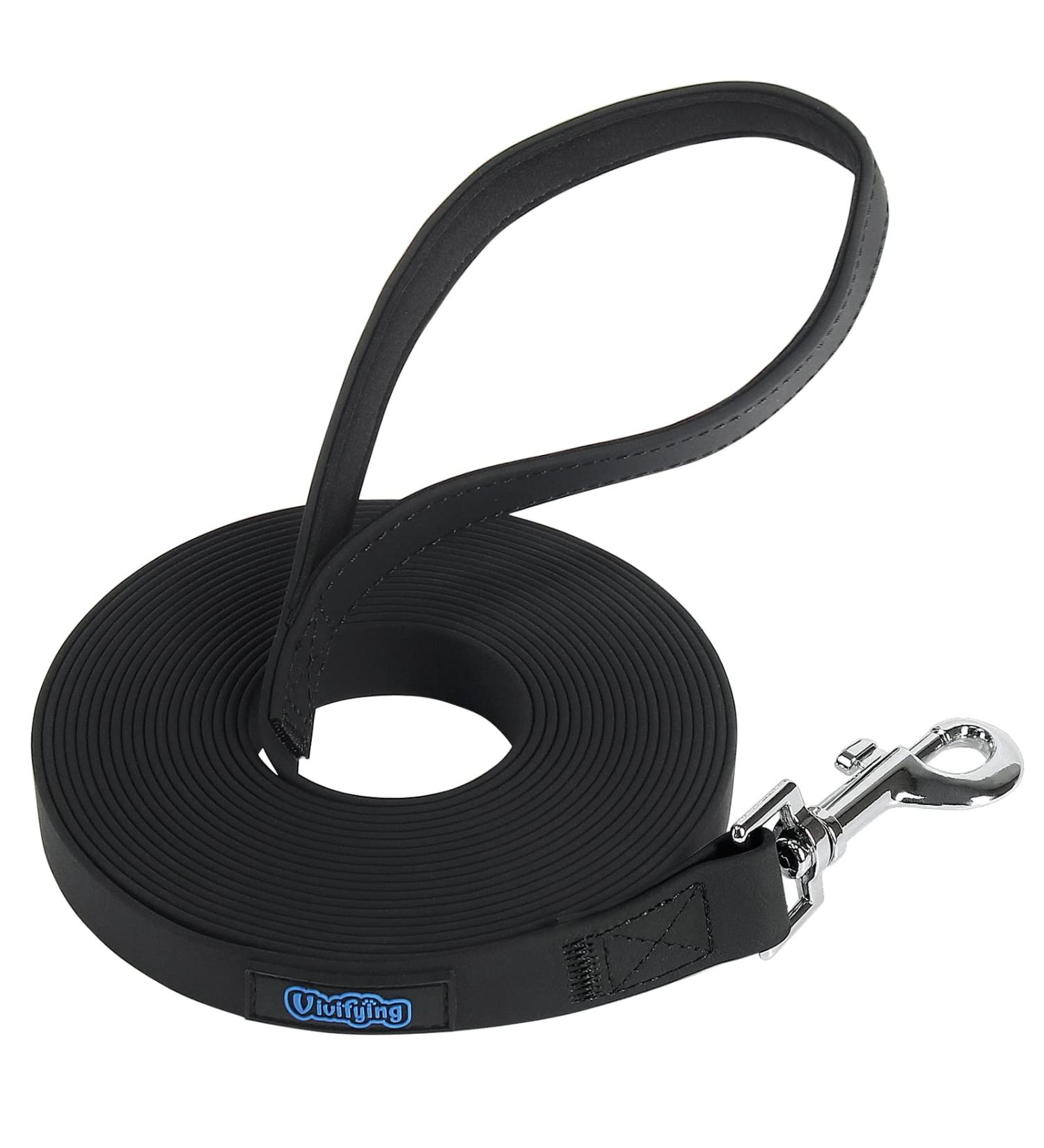 Vivifying 6m Waterproof Tow Line for Dogs with Padded Handle - Perfect for Recall Training Hiking Swimming Beach & Lake (Black) - Buy Online on GoSupps.com