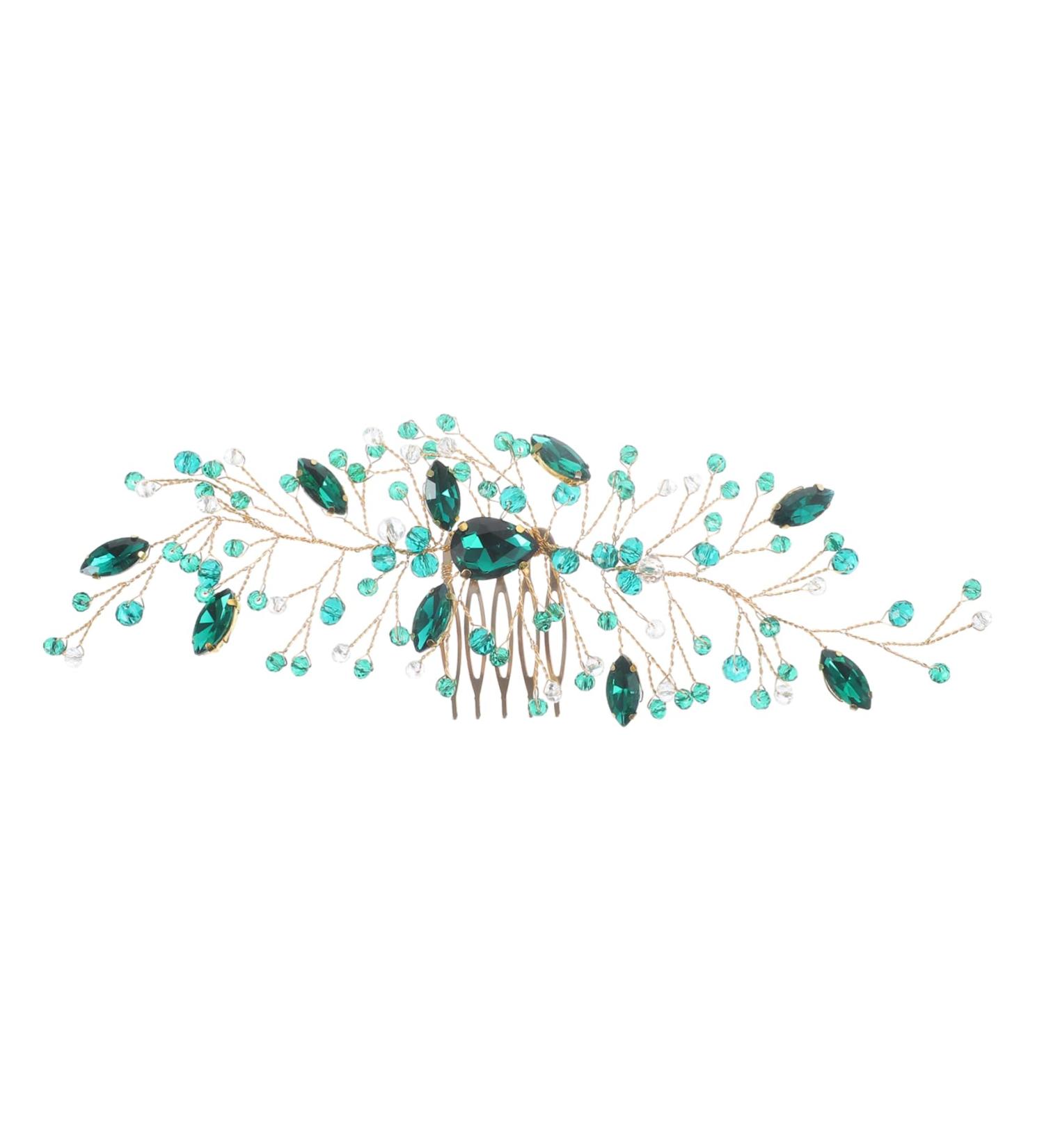 DRESSOOS wedding hair accessories bridal hair comb green hair comb lightweight hair comb bride headpiece wedding hair comb hair styling accessories side hair comb crystal headgear hairpin - Buy Online on GoSupps.com