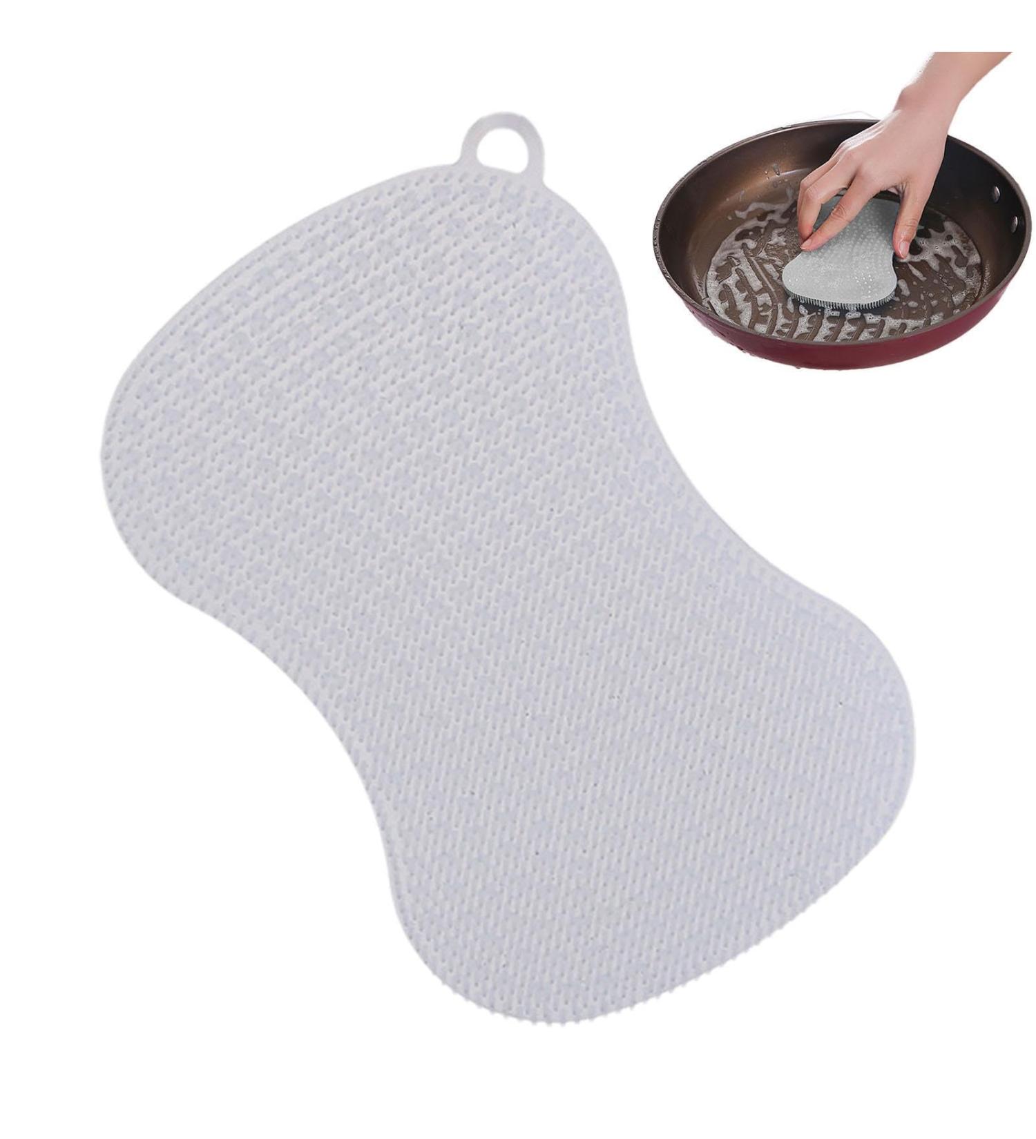 Besreey Silicone Sponges for Dishes Multipurpose Dishwashing Sponge with Silicone Brush | Quick-Drying Multi-Use Kitchen Sponge Kitchen Scrubber Pot Scrubber for Plates Dishes Pans White - Buy Online on GoSupps.com