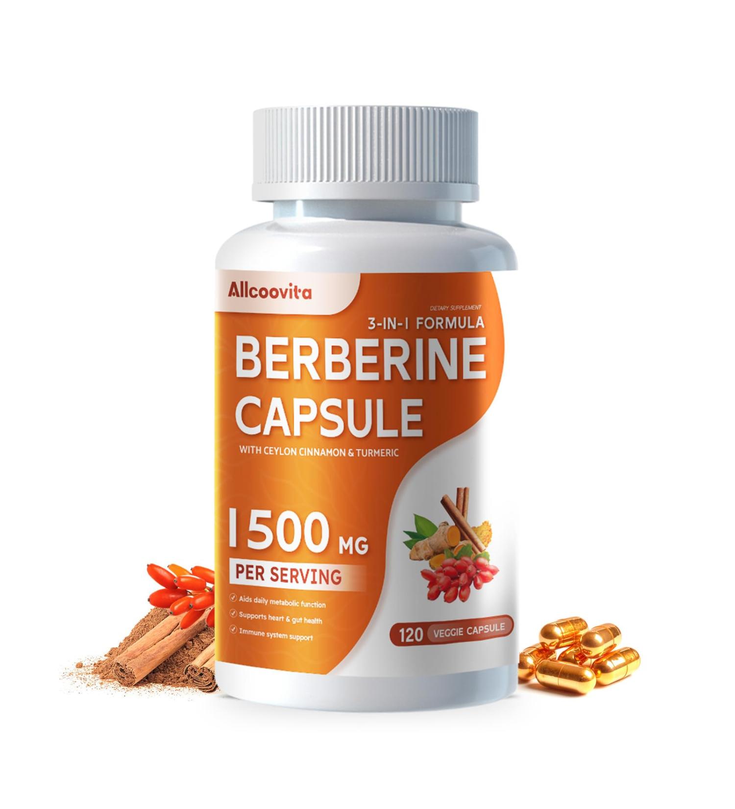 Berberine Supplement - Berberine 1500mg Per Serving 120 Capsules - Berberine HCI - Berberine Plus - Plus Pure True Ceylon Cinnamon Berberine HCI Root Supplements Pills 120 Count (Pack of 1) - Buy Online on GoSupps.com