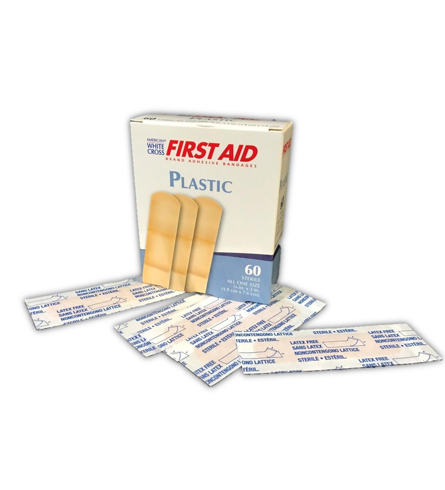 First Aid Plastic Bandages 3/4 x 3 Inches - 60 Count Box | Durable & Reliable for All Your Injuries - Buy Online on GoSupps.com