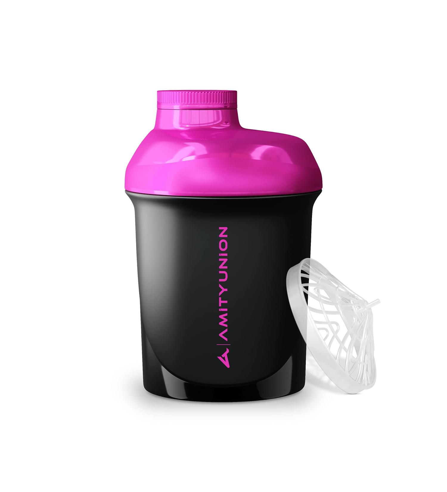 Buy Protein Shaker Deluxe 400ml | Leak-Proof BPA-Free with Sieve & Scale | Perfect for Whey Protein BCAA & Fitness Mixes | Black & Pink - Buy Online on GoSupps.com