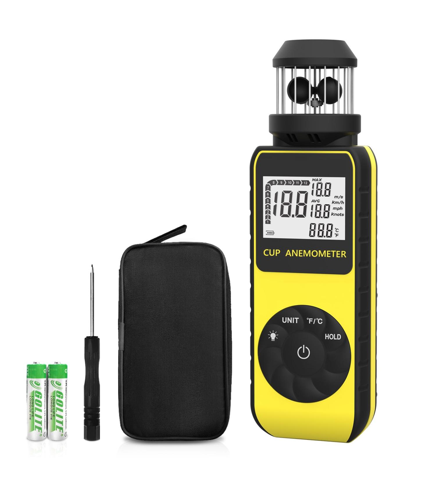High Accuracy Surlaba Digital Wind Meter - XF-881M Cup Anemometer for Sailing Surfing & Drones | Max/Average Wind Speed & Temperature Measurement - Buy Online on GoSupps.com