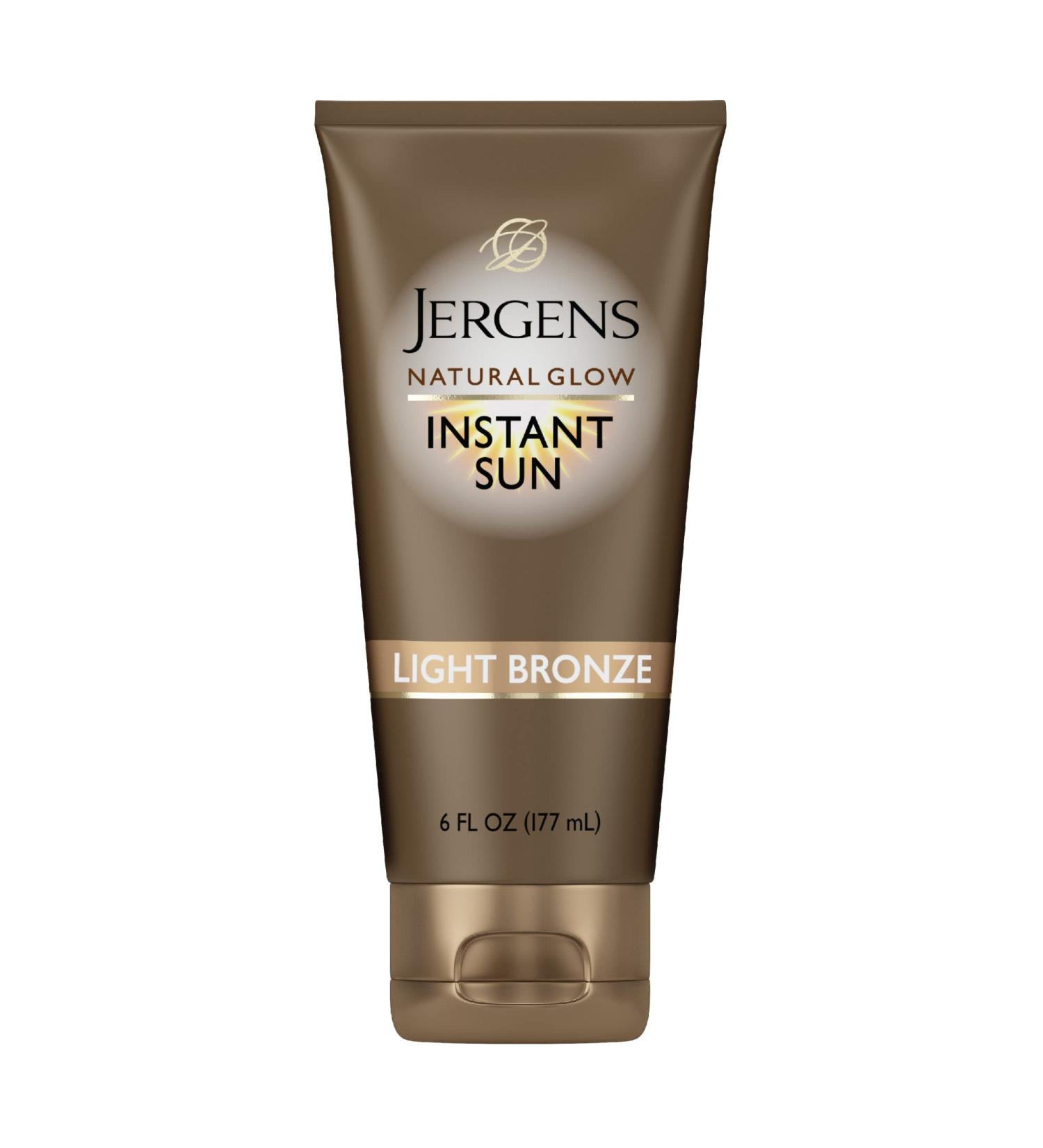 Jergens Natural Glow Instant Sun Tanning Moisturizer + Bronzer Lightweight Sunless Tanning for Natural-Looking Color Light Bronze 6 Oz Light Bronze 6 Oz (Pack of 1) - Buy Online on GoSupps.com