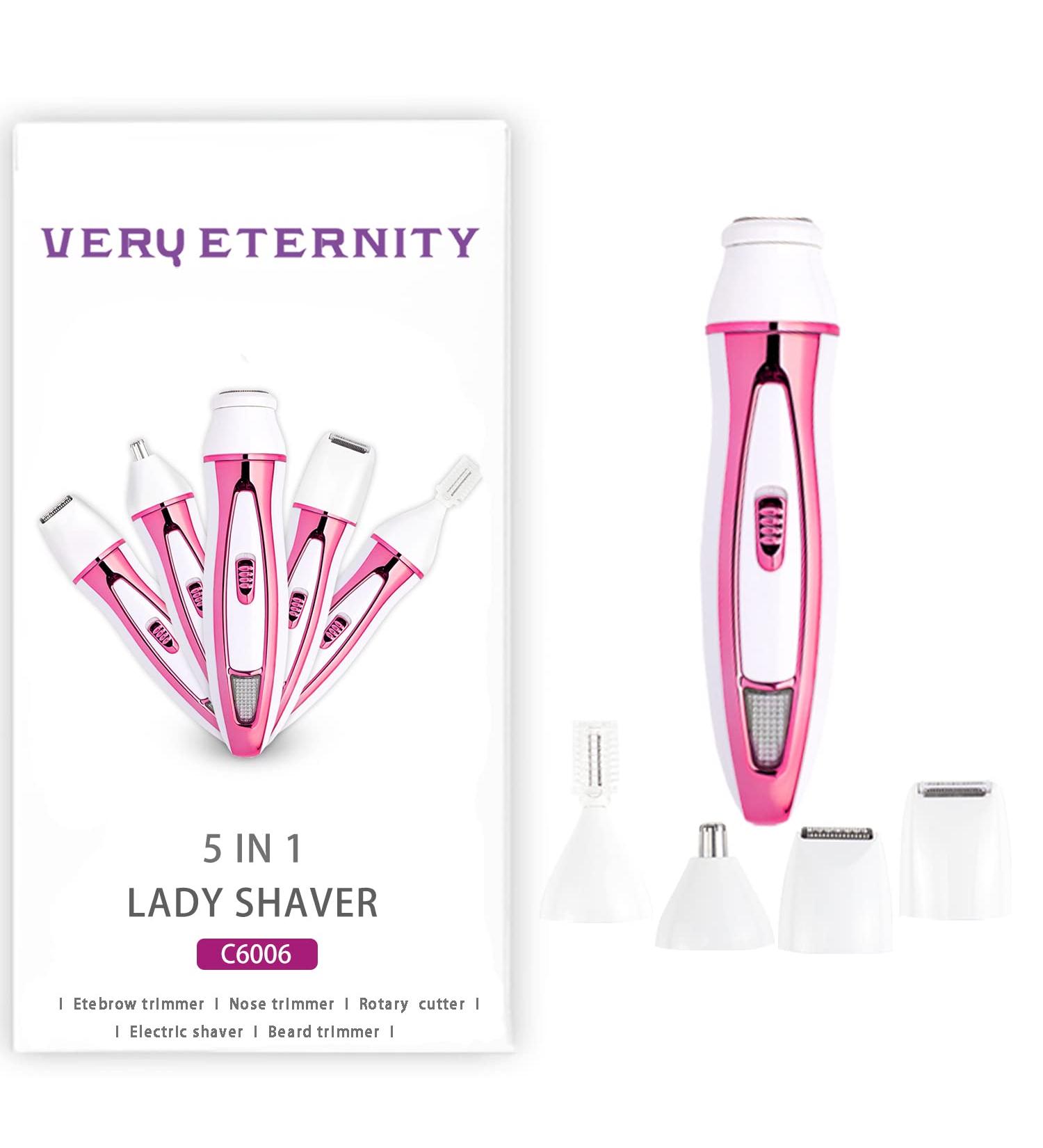 VERY ETERNITY 4 in 1 Lady Shaver Kit - USB Rechargeable Women's Shaver Set for Facial, Body, Nose, Eyebrow & Bikini Trimming (Pink) - Buy Online on GoSupps.com