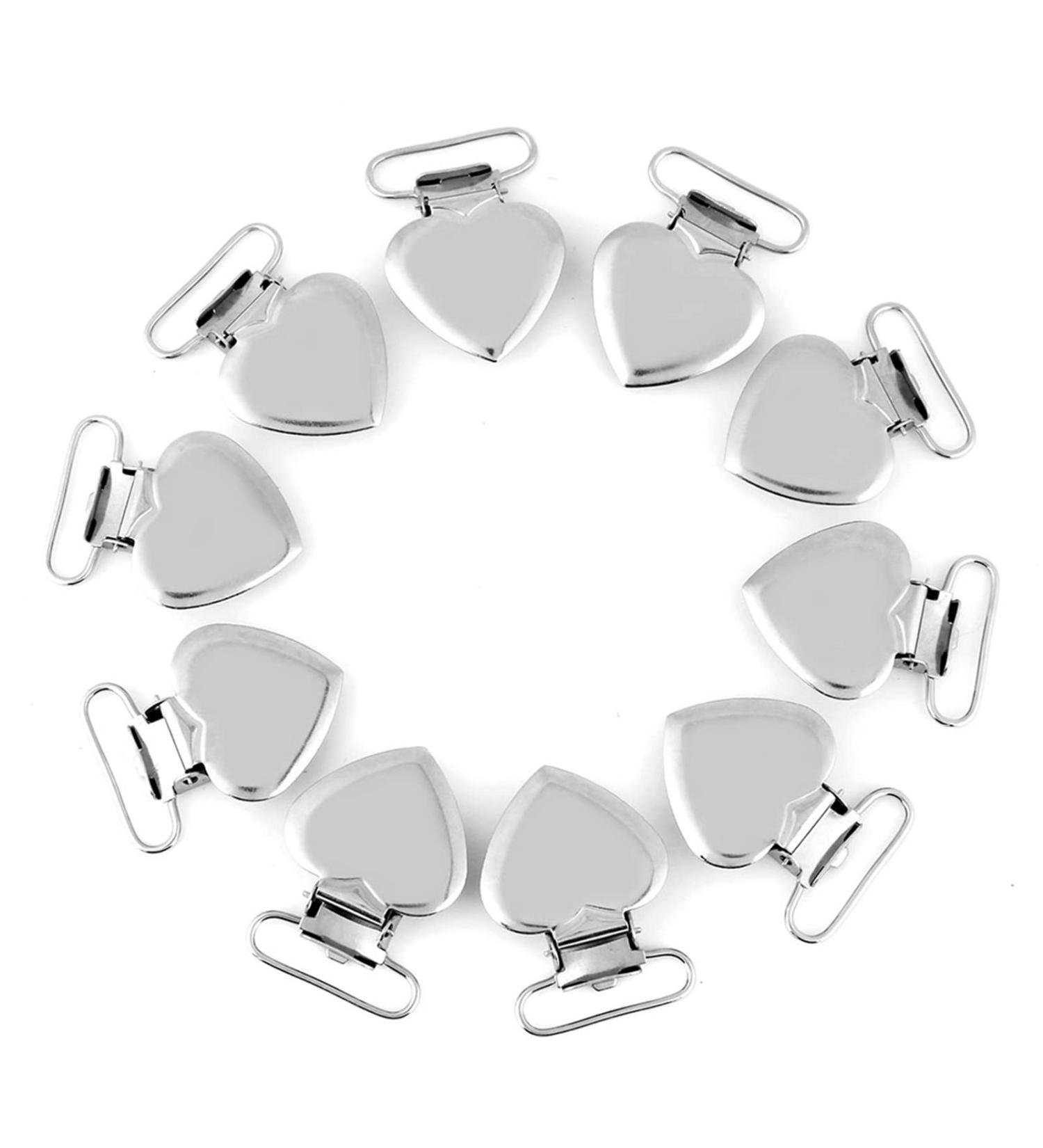 TEUOPIOE 10pcs Heart Shaped Metal Inserts - Pacifier Holder Clips for Home Crafts | International Shipping - Buy Online on GoSupps.com