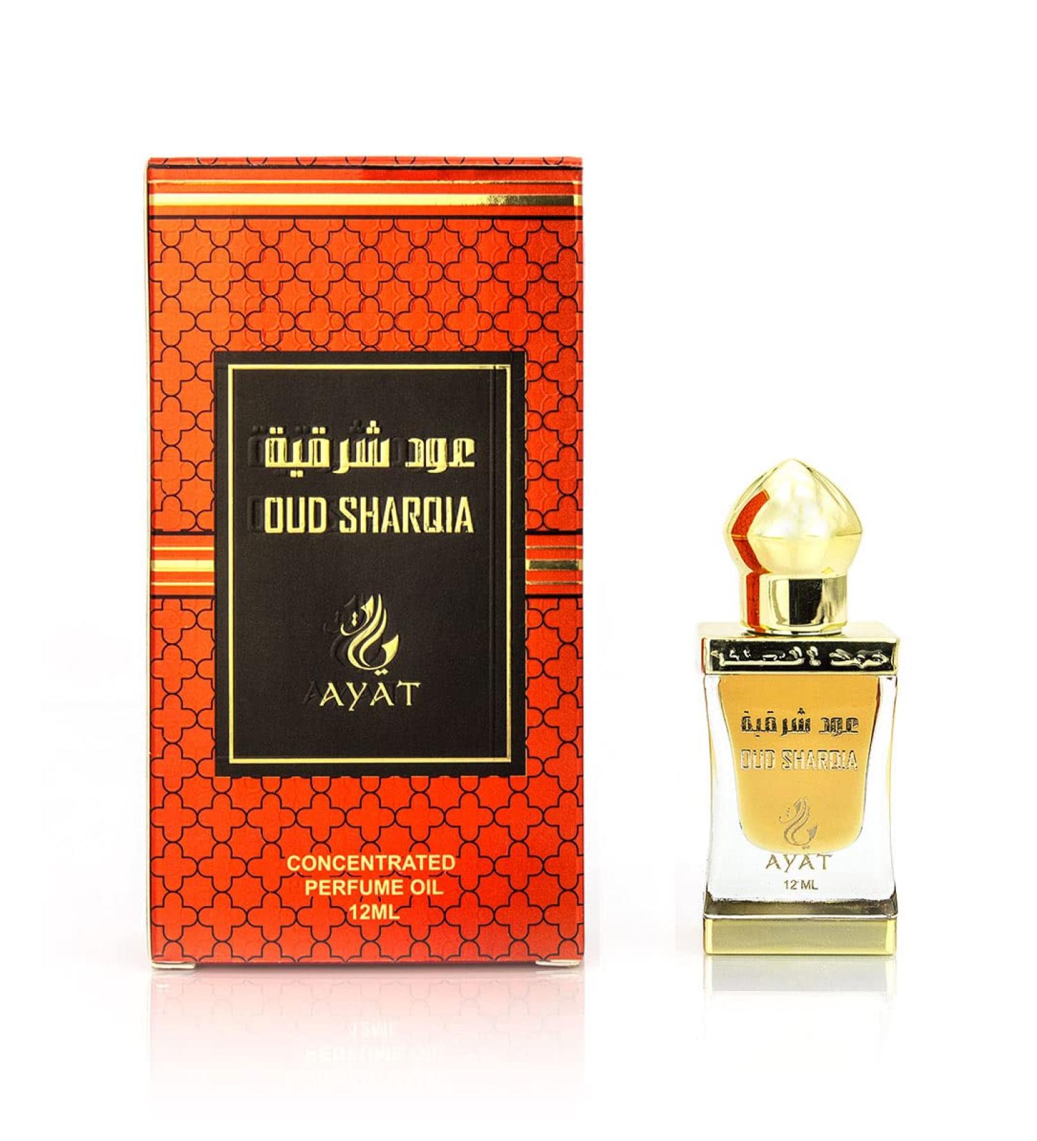 AYAT PERFUMES Perfumed Oil 12ml From Dubai | Musk Halal For Men and Women Alcohol Free | Perfume Extract/Attar For Long Lasting Scent | Arabian scent Made and Designed in Dubai (Oud Sharqia) - Buy Online on GoSupps.com
