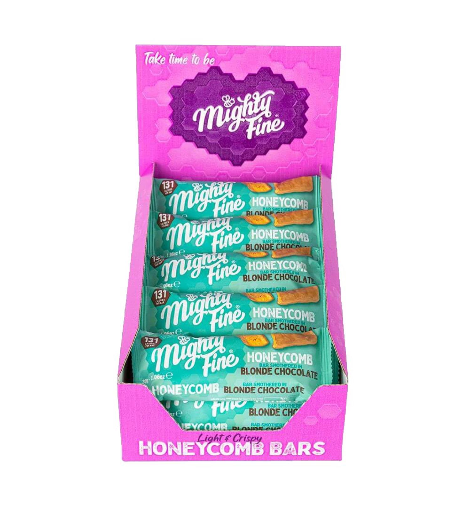 Mighty Fine White Honeycomb Bars 15 x 30g (15 x 30g Blonde Chocolate) Blonde Chocolate 15 x 30g - Buy Online on GoSupps.com