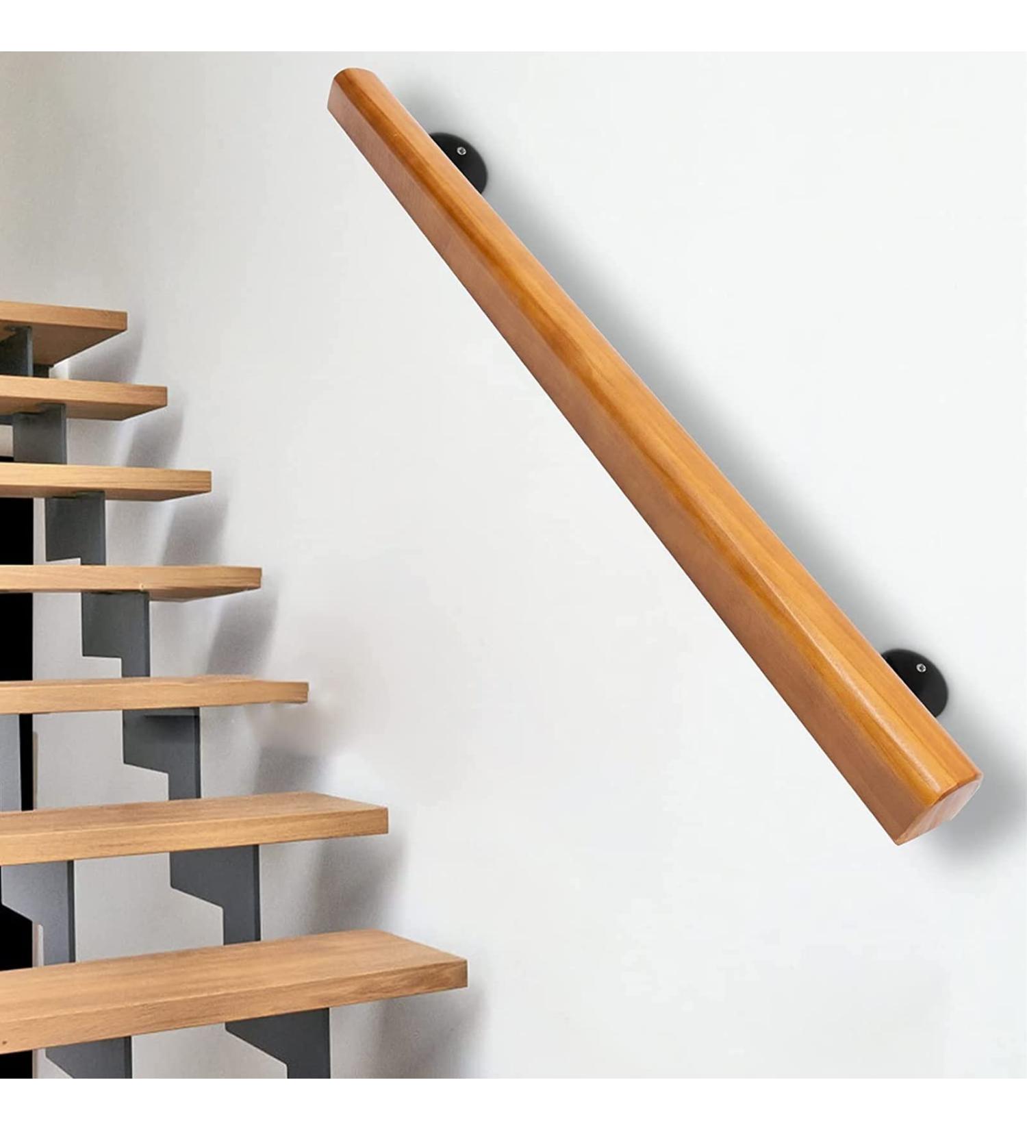 Wall Mount Wooden Handrails for Indoor Stairs 1Ft-20Ft Safety Non-Slip Stair Railing Professional Pine Stair Hand Rail Support Rod Complete Kit with Metal Handrail Brackets/16Ft - Buy Online on GoSupps.com
