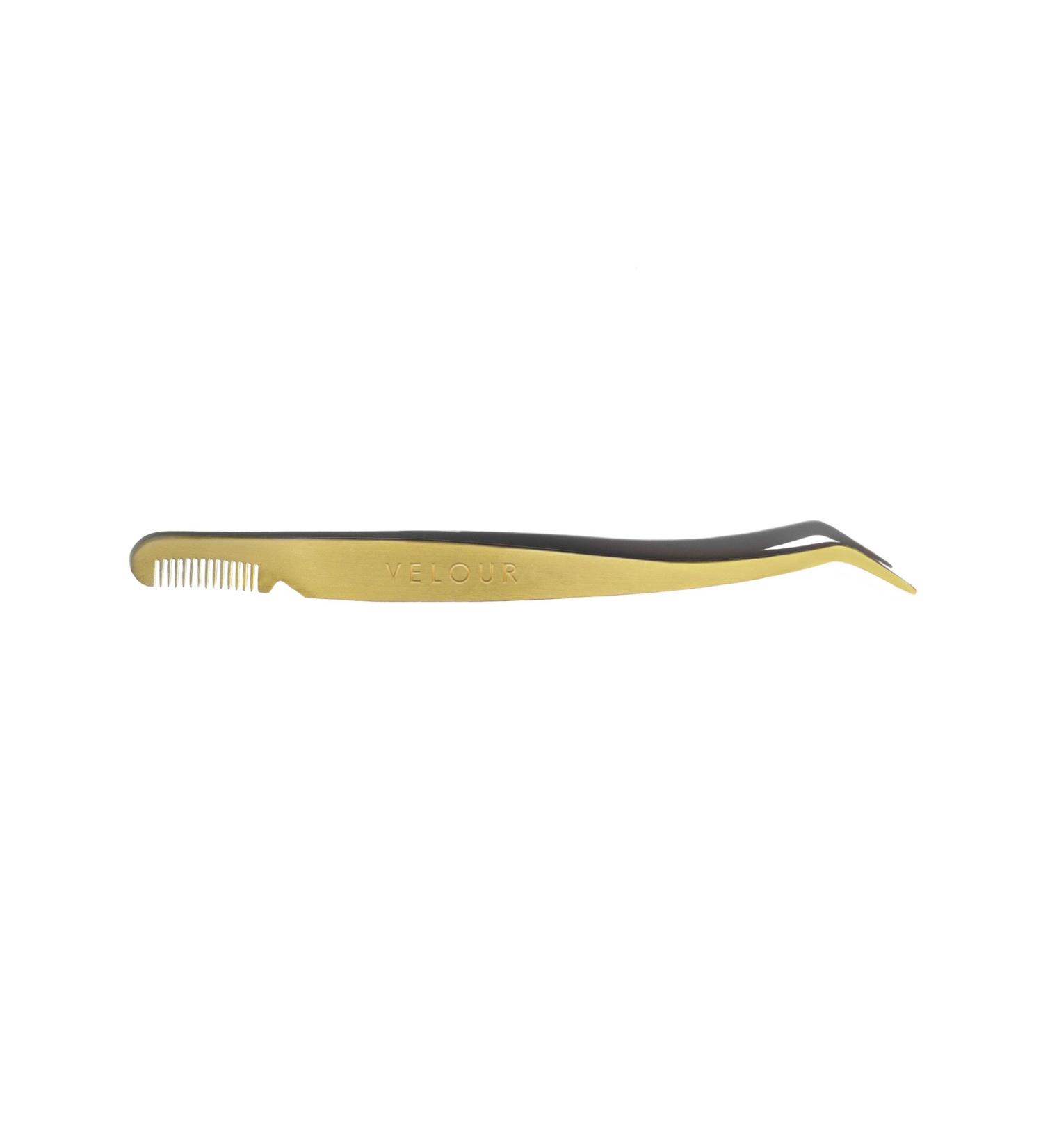 Velour Too Easy Gold Stainless Steel Lash Applicator | Double Ended Tool with Built-In Comb for Effortless False Lash Application - Buy Online on GoSupps.com