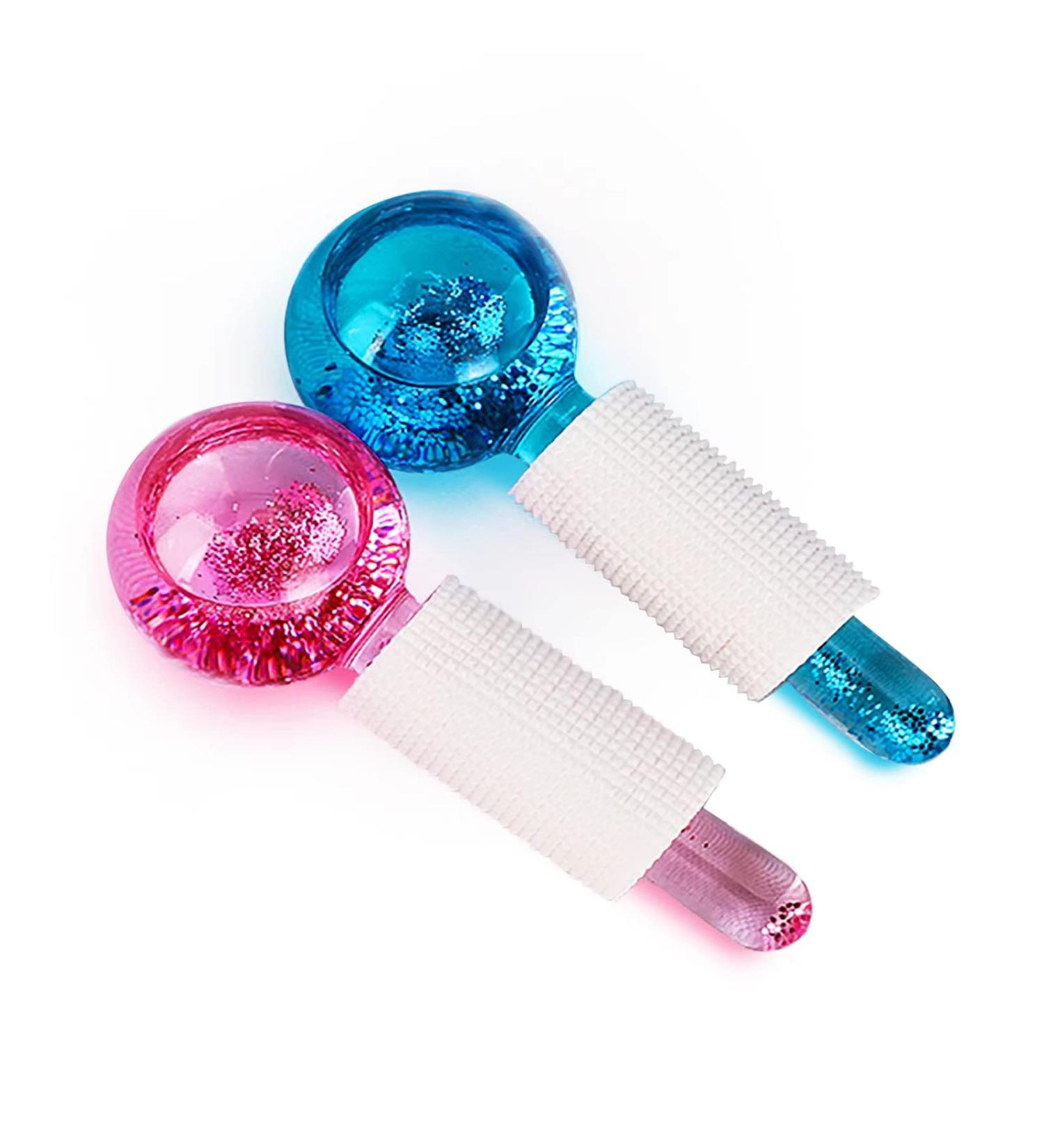 Ice Roller Face Massager Set - Tighten Skin, Reduce Puffiness & Headaches (Blue Pink) - Buy Online on GoSupps.com