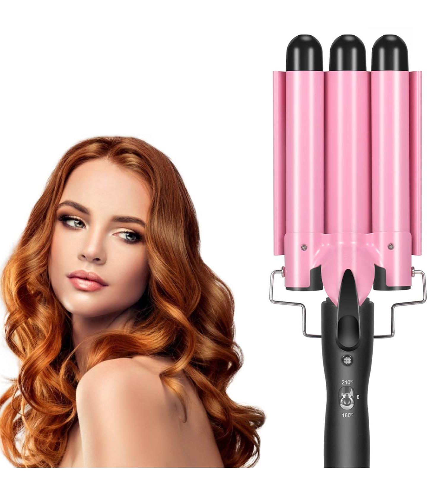 Shop 2021 Hair Curling Iron - 3 Barrel Ceramic Tourmaline Wand | Dual Voltage Crimper for Women & Girls - Perfect Hair Styling Tool - Buy Online on GoSupps.com