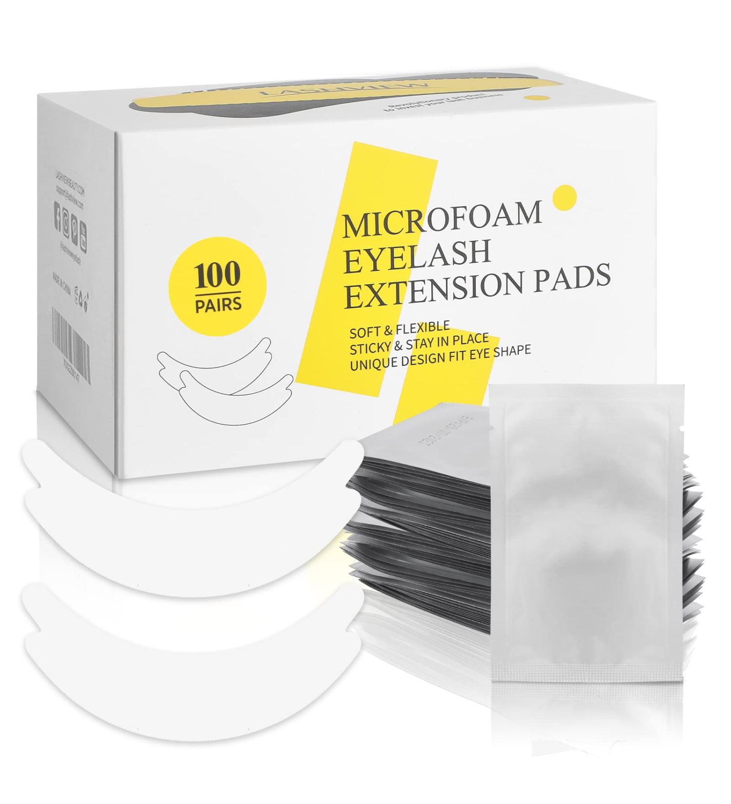 LASHVIEW 100 Pairs Under Eye Pads Kit for Lash Extensions - Microfoam, Lint Free, Hypoallergenic & Waterproof - Stick Well, Fit Most Eye Shapes - Professional Eyelash Extension Supplies - Buy Online on GoSupps.com