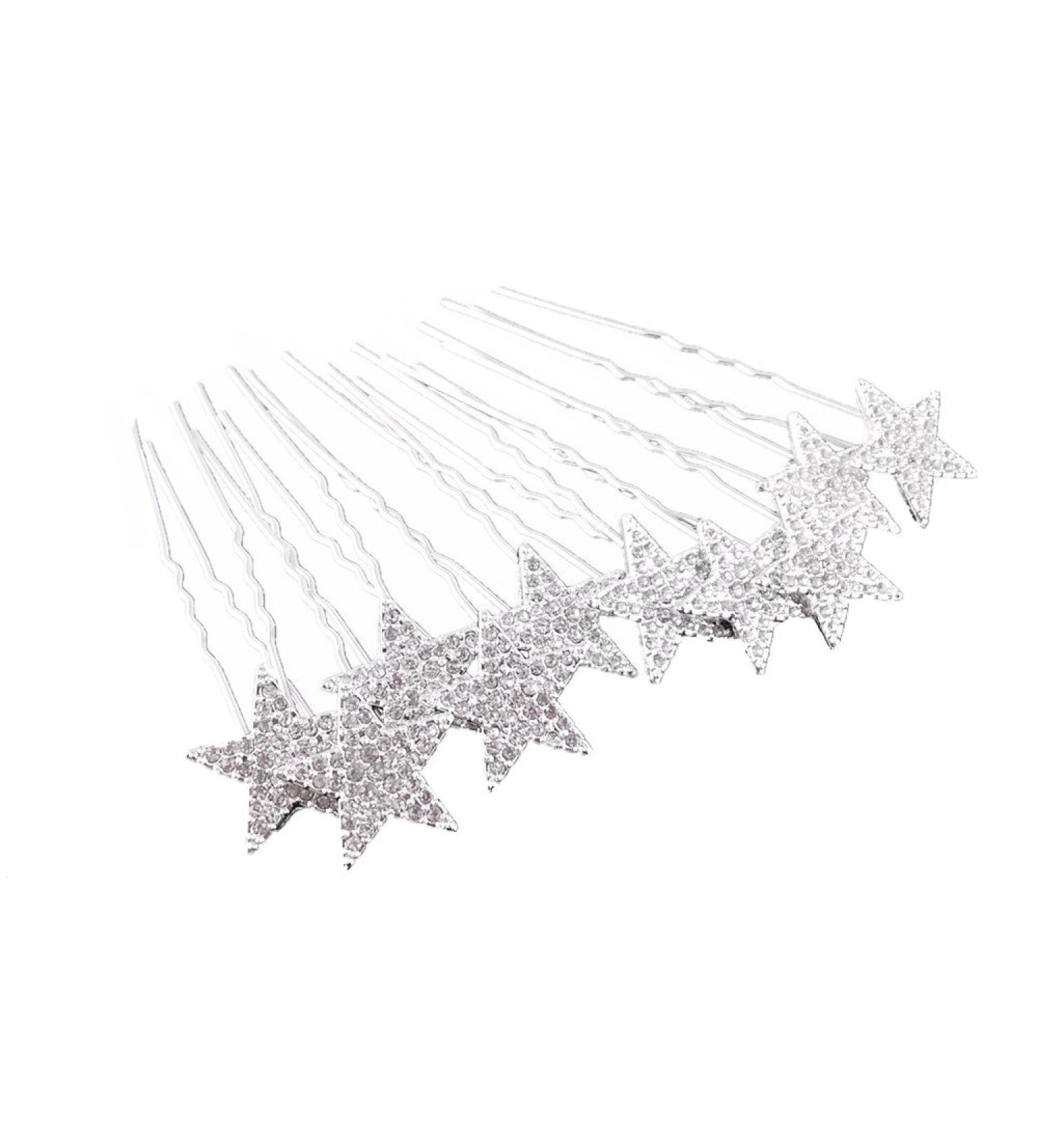 Yueton 10pcs Rhinestone Star Wedding Bridal Crystal Hair Pins - Women's Headwear Accessory - Buy Online on GoSupps.com