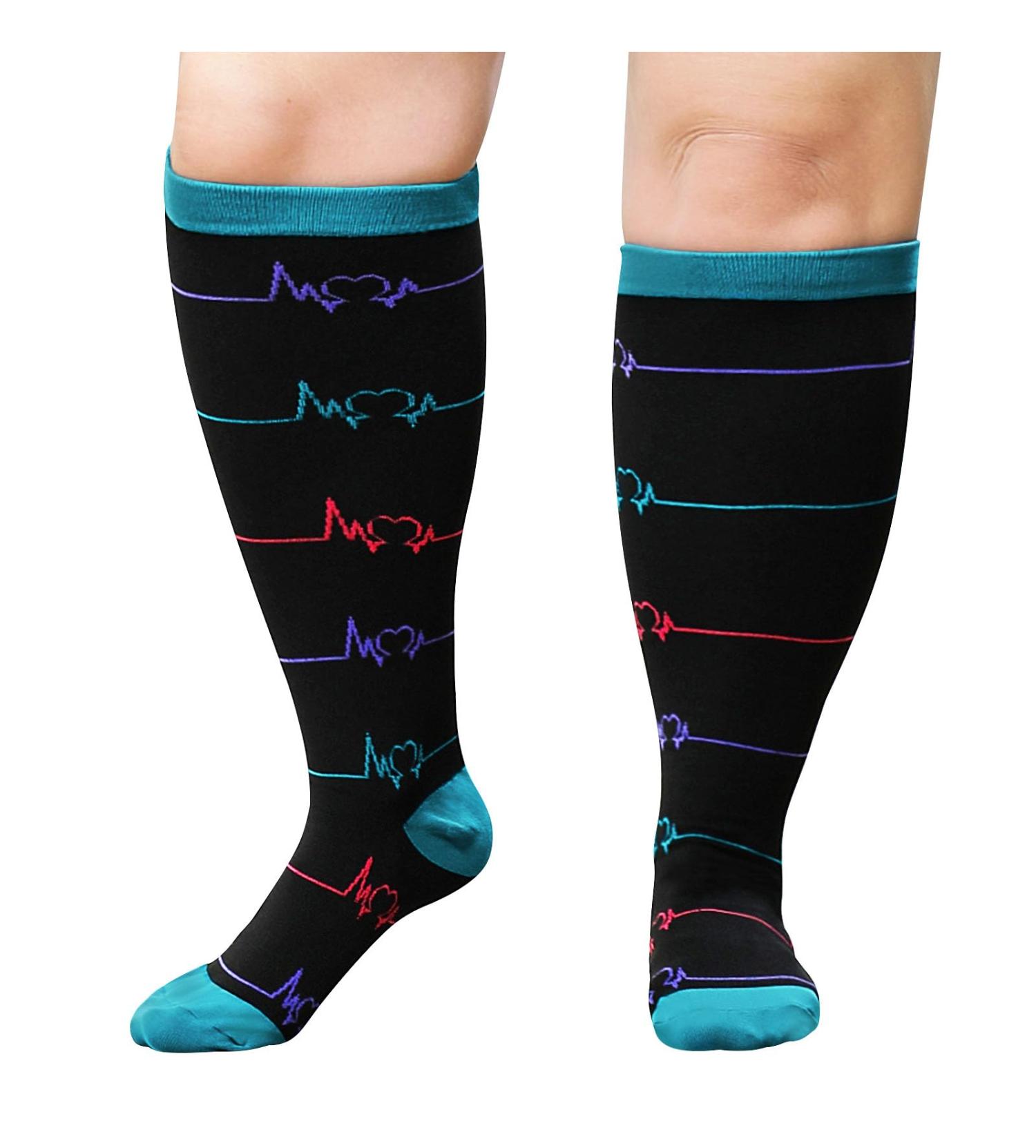 Plus Size Compression Sock For Men and Women: Graduated Compression Stockings for Support Flight Travel Running Pregnancy Sports Edema Nurses Athletic 20-30 mmHg 1Pairs Electrocardiogram 6XL - Buy Online on GoSupps.com