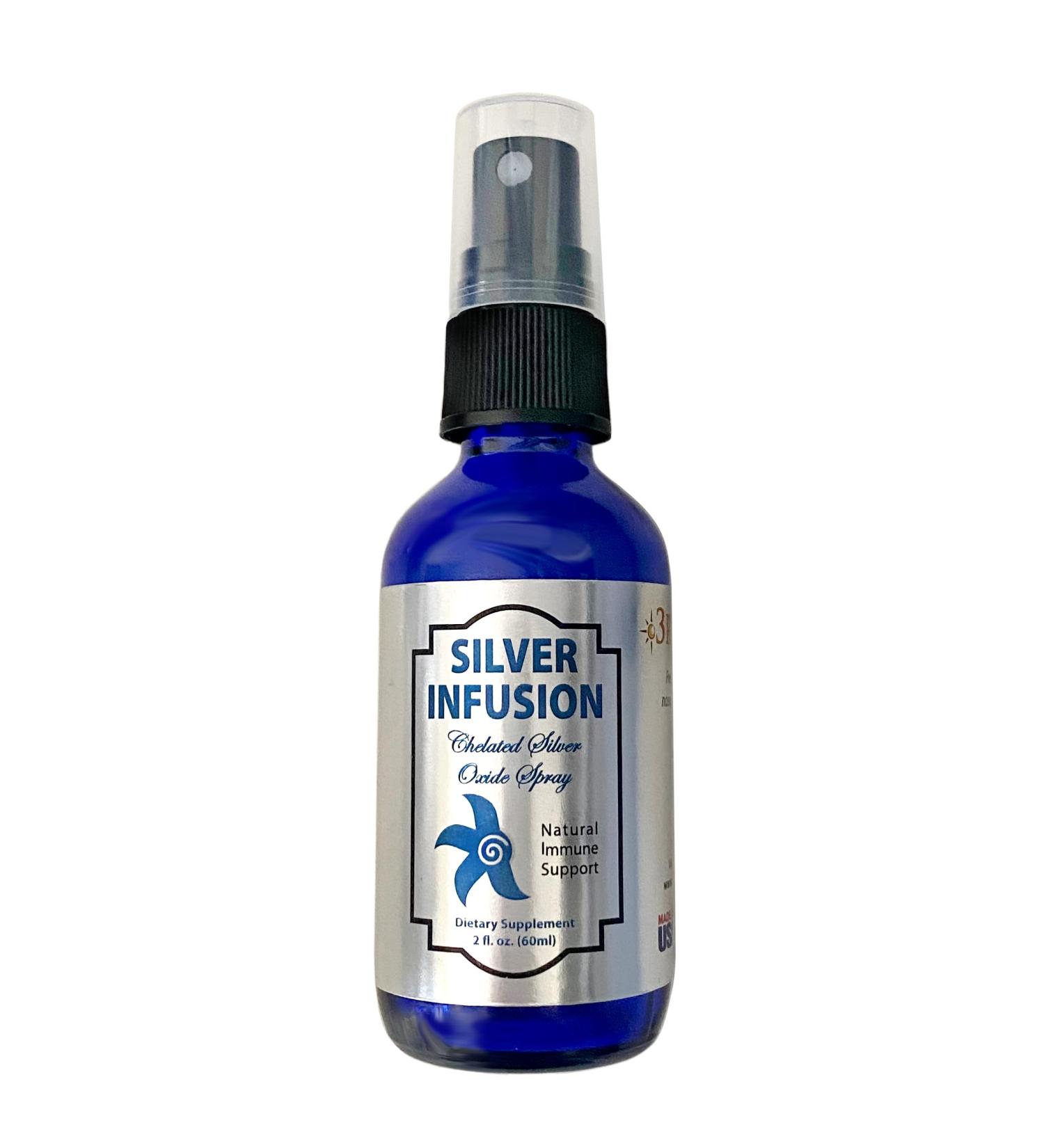 Buy Silver Infusion 150 PPM Chelated Silver Oxide Spray | All Natural Immune Support Supplement | 2 oz Liquid Silver for Personal Care - Buy Online on GoSupps.com