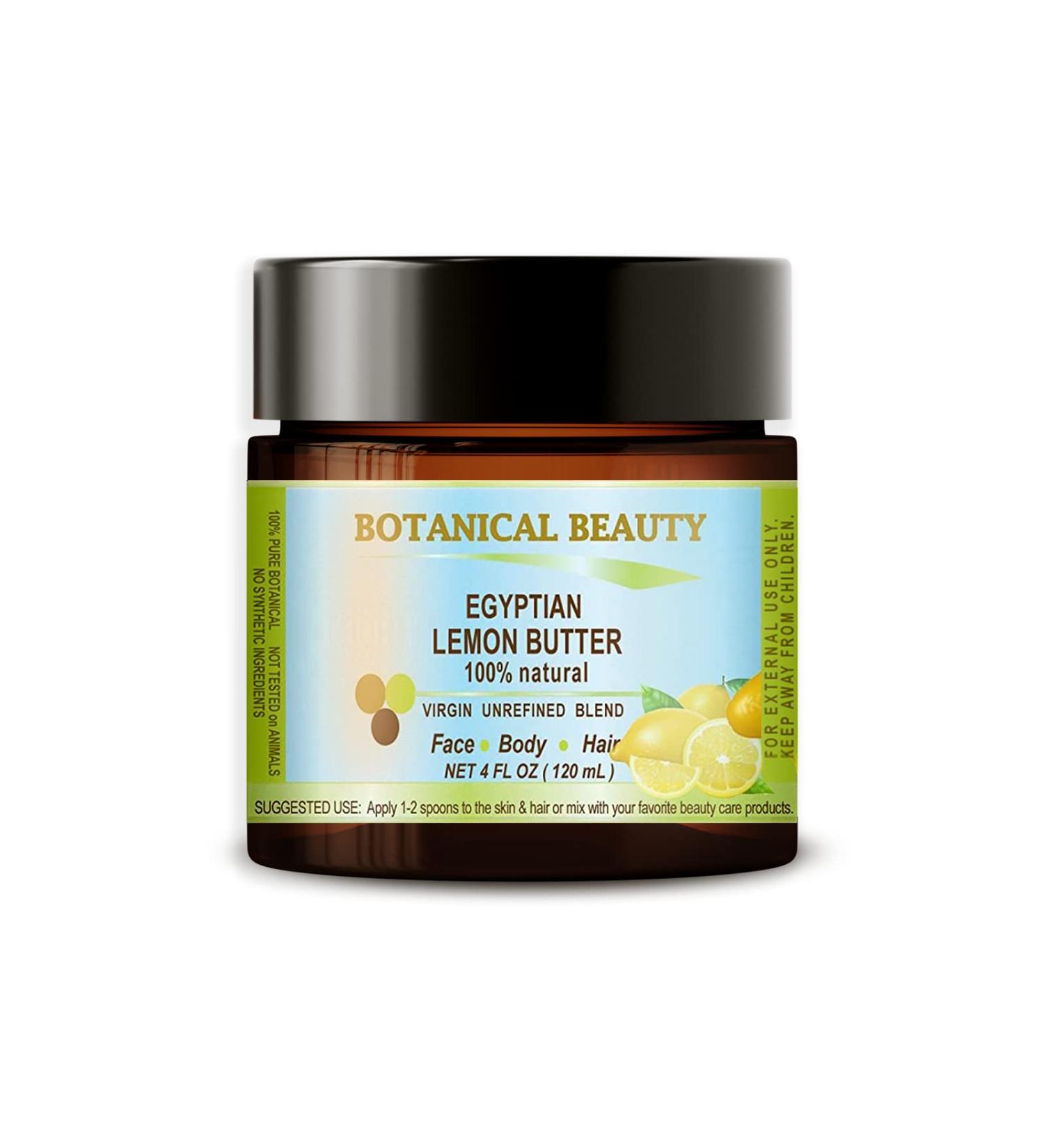 LEMON BUTTER EGYPTIAN 100% Natural PURE BOTANICALS VIRGIN UNREFINED BLEND. 4 Fl.oz.- 120 ml. For Skin Hair and Nail Care by Botanical Beauty