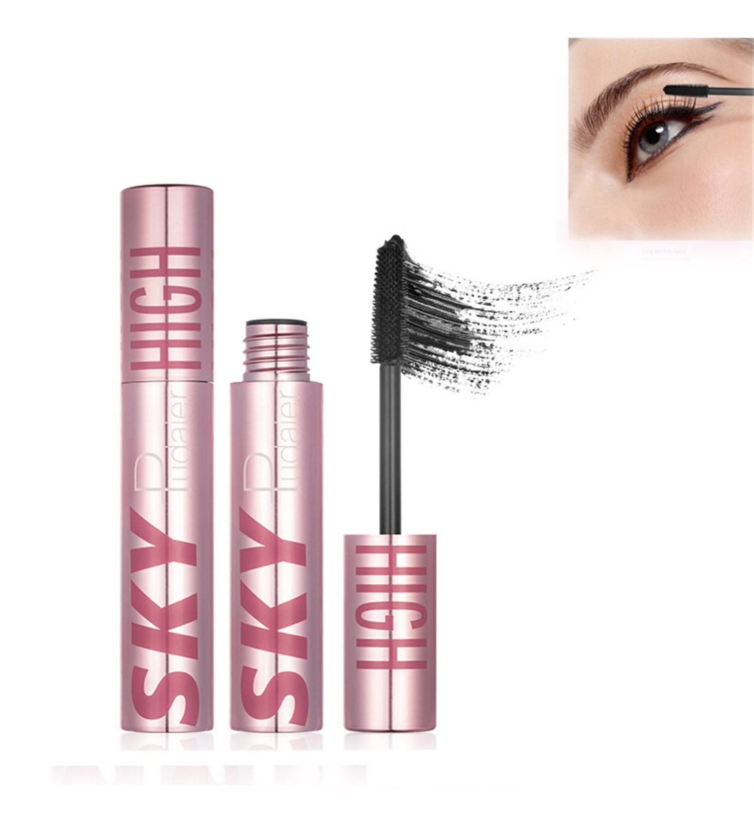 4D Lengthening Curling Mascara Sky High Mascara Black Volume and Length Waterproof Smudge Proof Long Lasting Thicking Curling Mascara Women Natural Lash Eyes Makeup (1pcs) - Buy Online on GoSupps.com