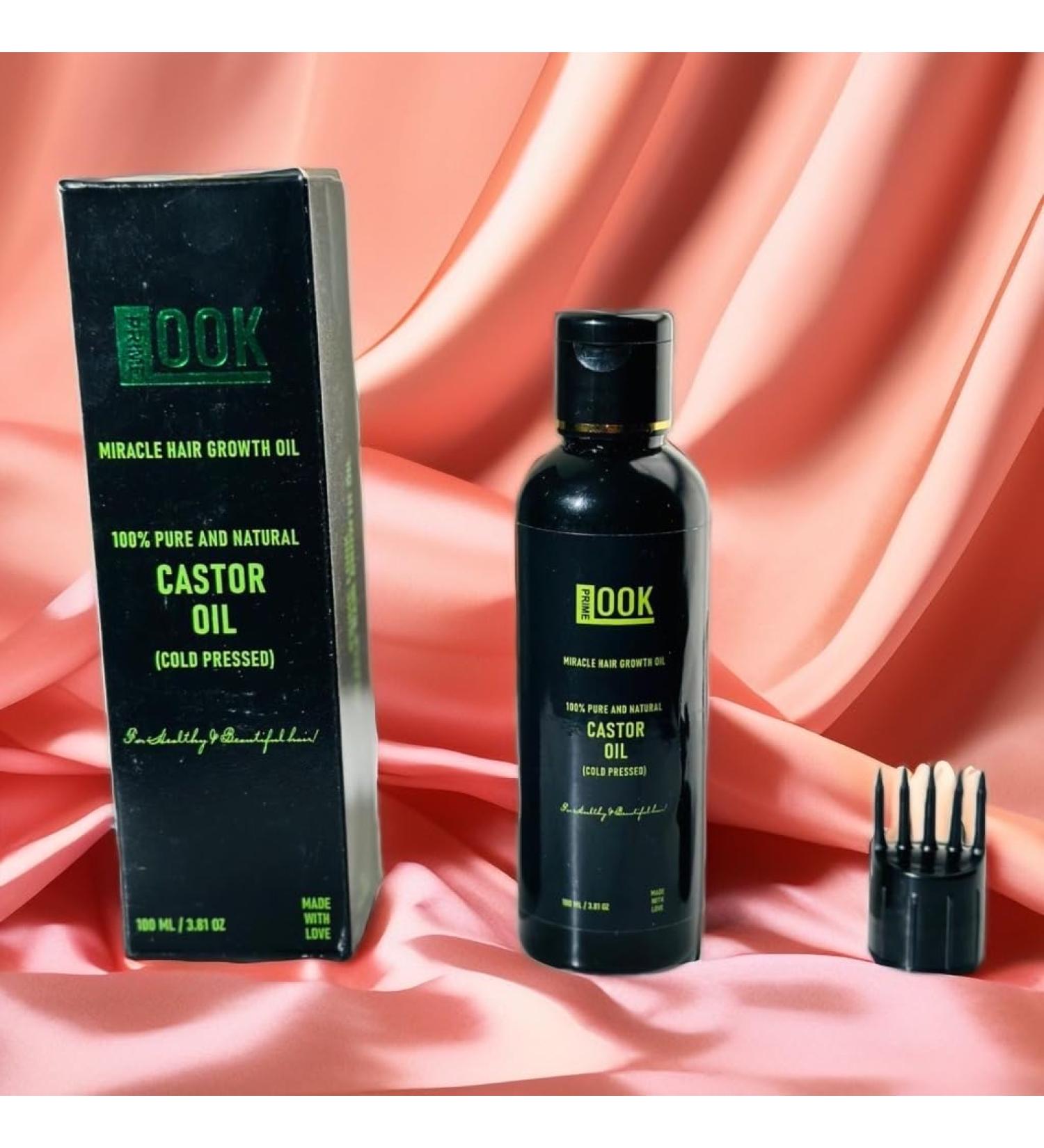 PrimeLook Castor Oil - 100% Pure Cold-Pressed Miracle Hair Growth Oil | Premium Quality for Healthy Skin & Hair - 100 ml - Buy Online on GoSupps.com