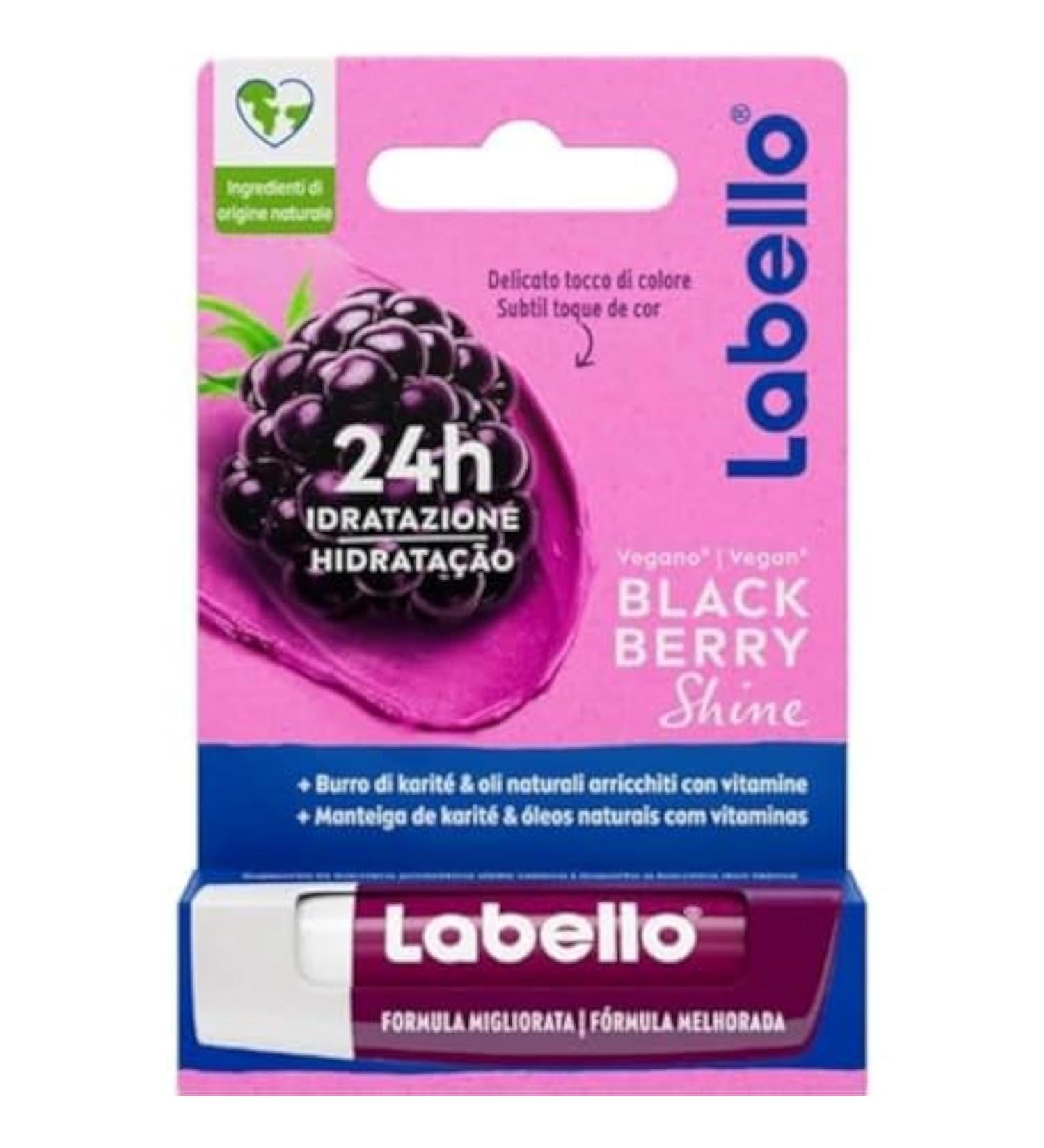 Labello Labello Black Berry Shine 5 ml 1 Piece - Lip Balm Glossy Blackcurrant Moisturizing