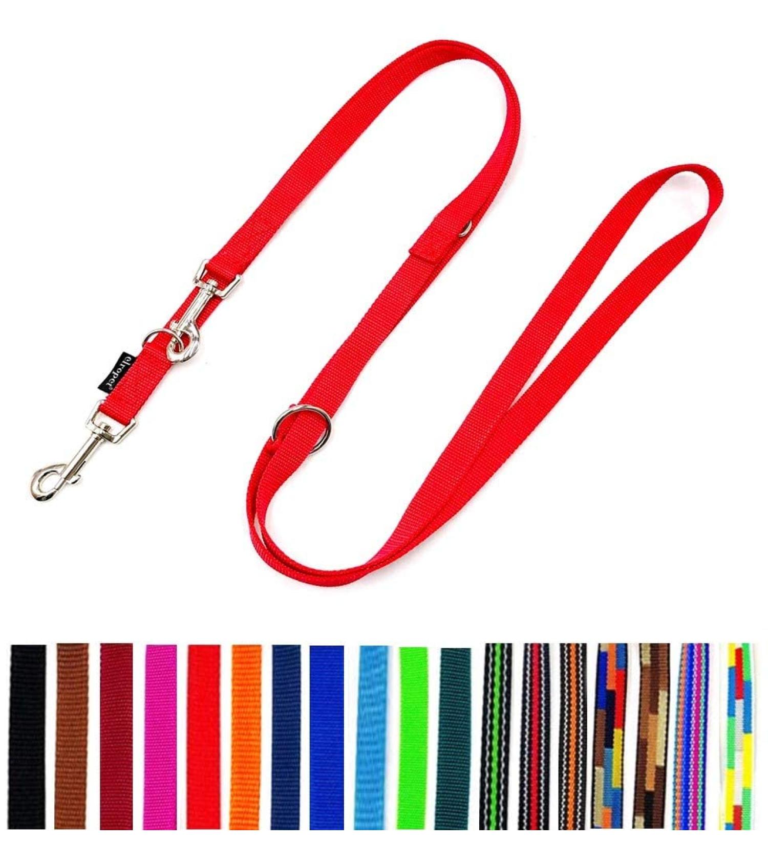 Adjustable Double Dog Leash for Large Dogs - 2.80m Red (25mm) | Durable & Comfortable - Buy Online on GoSupps.com