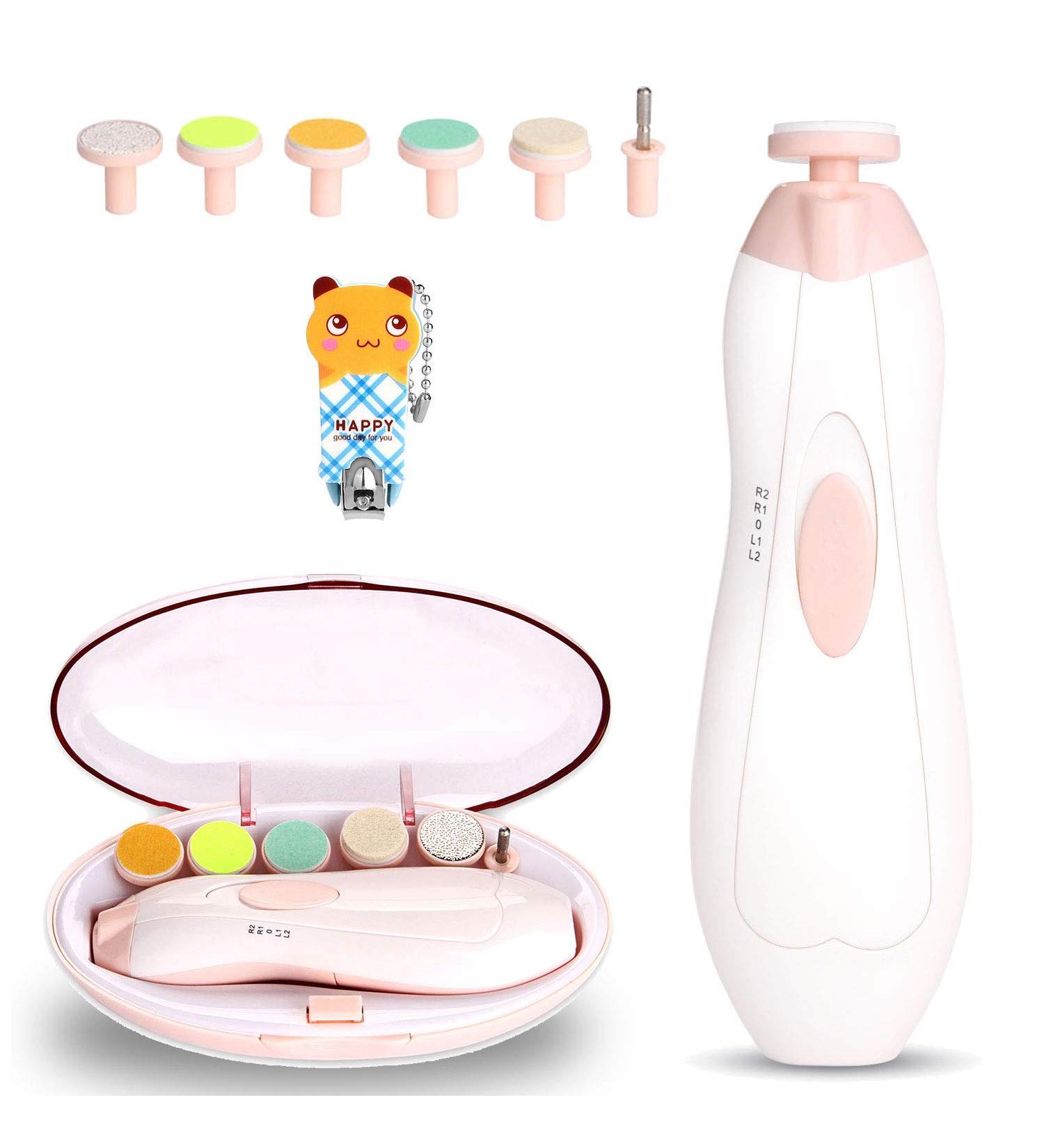 Shop Wadeo Baby Nail File & Scissors Set - Safe Electric Nail Trimmer for Newborns & Kids with LED Light | Manicure Set in Pink - Buy Online on GoSupps.com