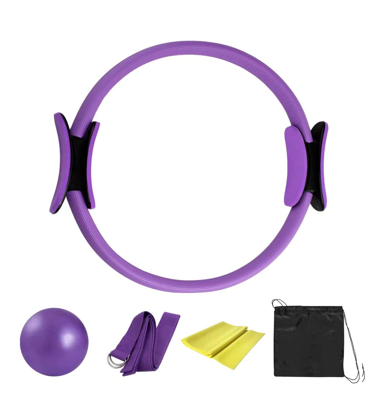 Alettous 5-Part Pilates Ring Set | 14-Piece Yoga Fitness Kit for Home Training | Includes Ball Stretch & Extension Belts | Magic Circle Pilates Equipment - Buy Online on GoSupps.com
