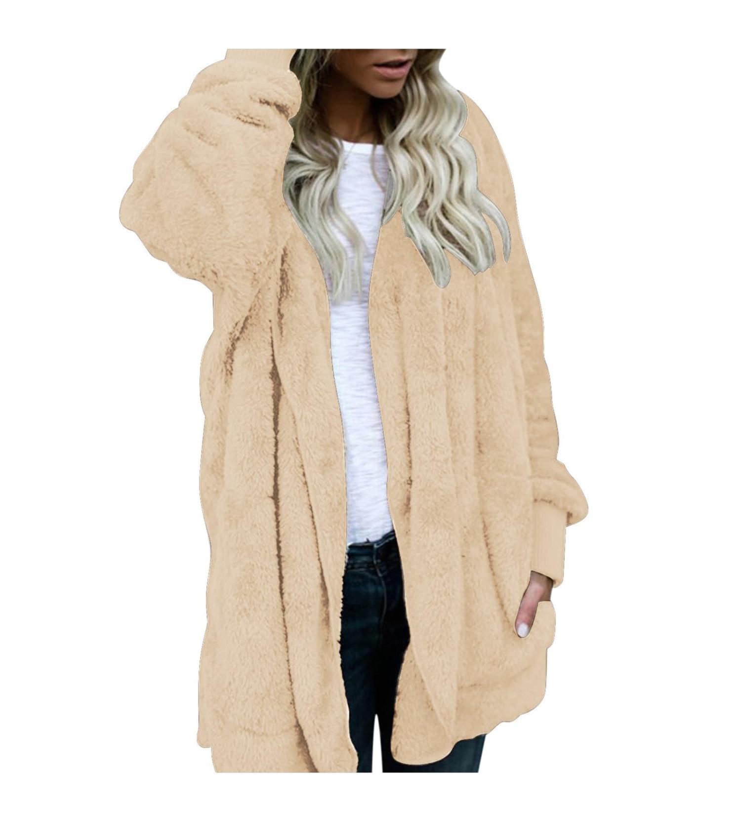 Shop Hanxiulin Plush Fleece Jacket for Women - Cuddly Winter Coat Down Jacket XXL Beige - International Shipping Available - Buy Online on GoSupps.com