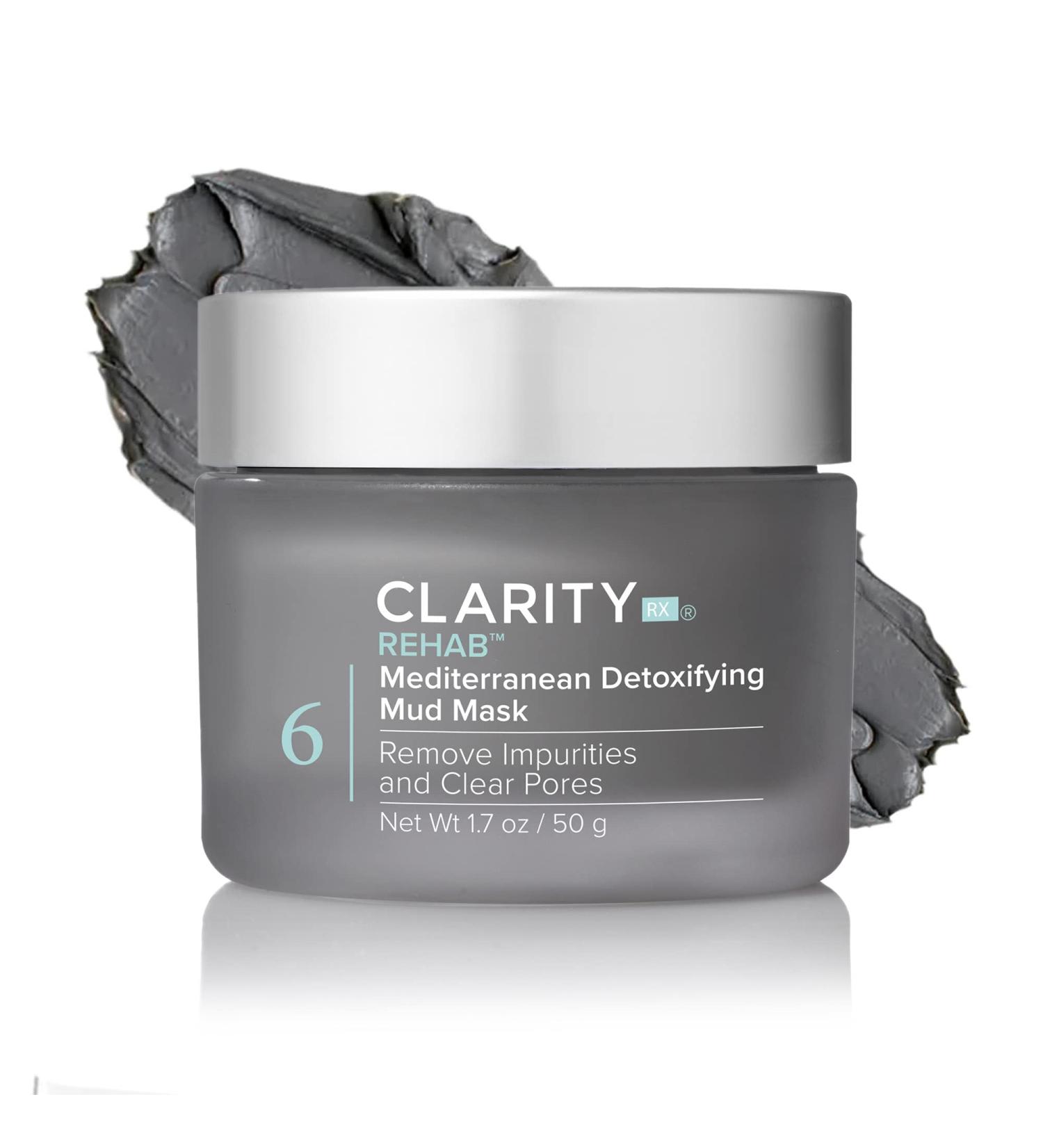 ClarityRx Rehab Mediterranean Detoxifying Mud Face Mask | Natural Acne Treatment for Oily Skin | 1.7 oz - International Shipping Available - Buy Online on GoSupps.com
