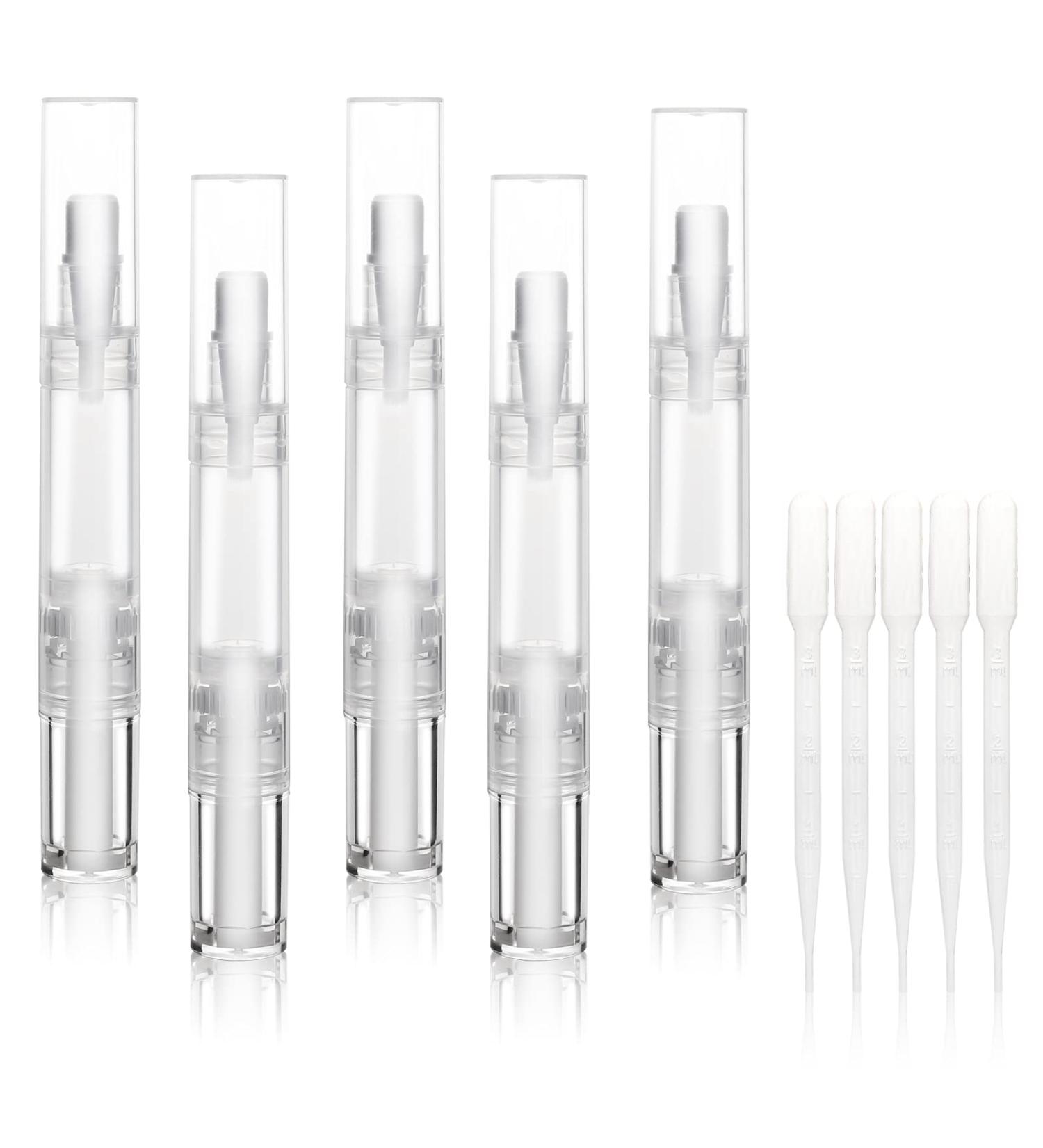 UPZIGS 5ml Transparent Twist Pen - Cuticle Oil Applicator, Nail & Eyelash Growth, Lip Gloss Container - 5 Pack - Buy Online on GoSupps.com