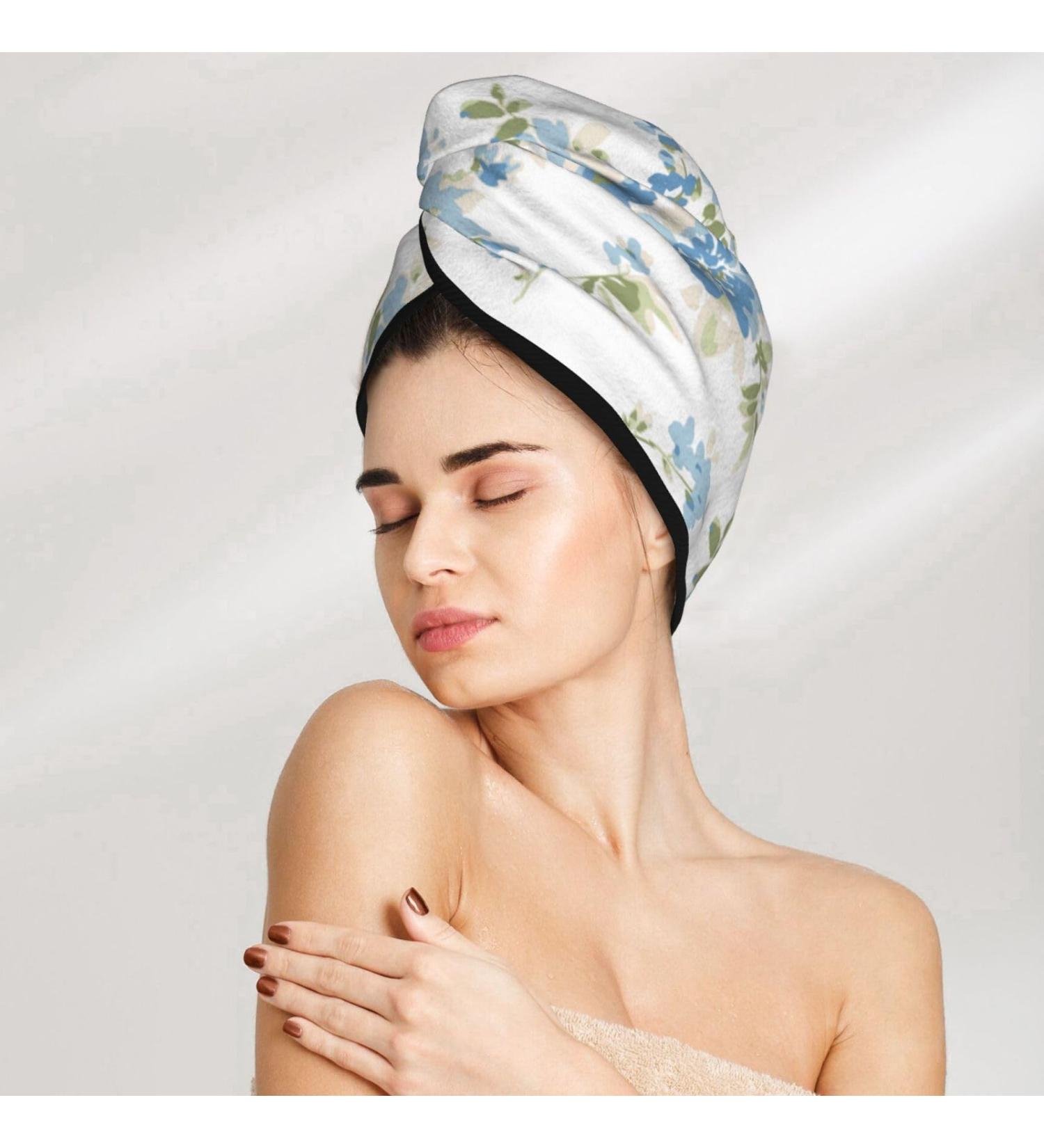 Buy Abstract Blue Flower Microfiber Hair Towel Super Absorbent Quick Dry Hair Turban for Curly & Thick Hair | Women's Hair Wrap Cap - Buy Online on GoSupps.com