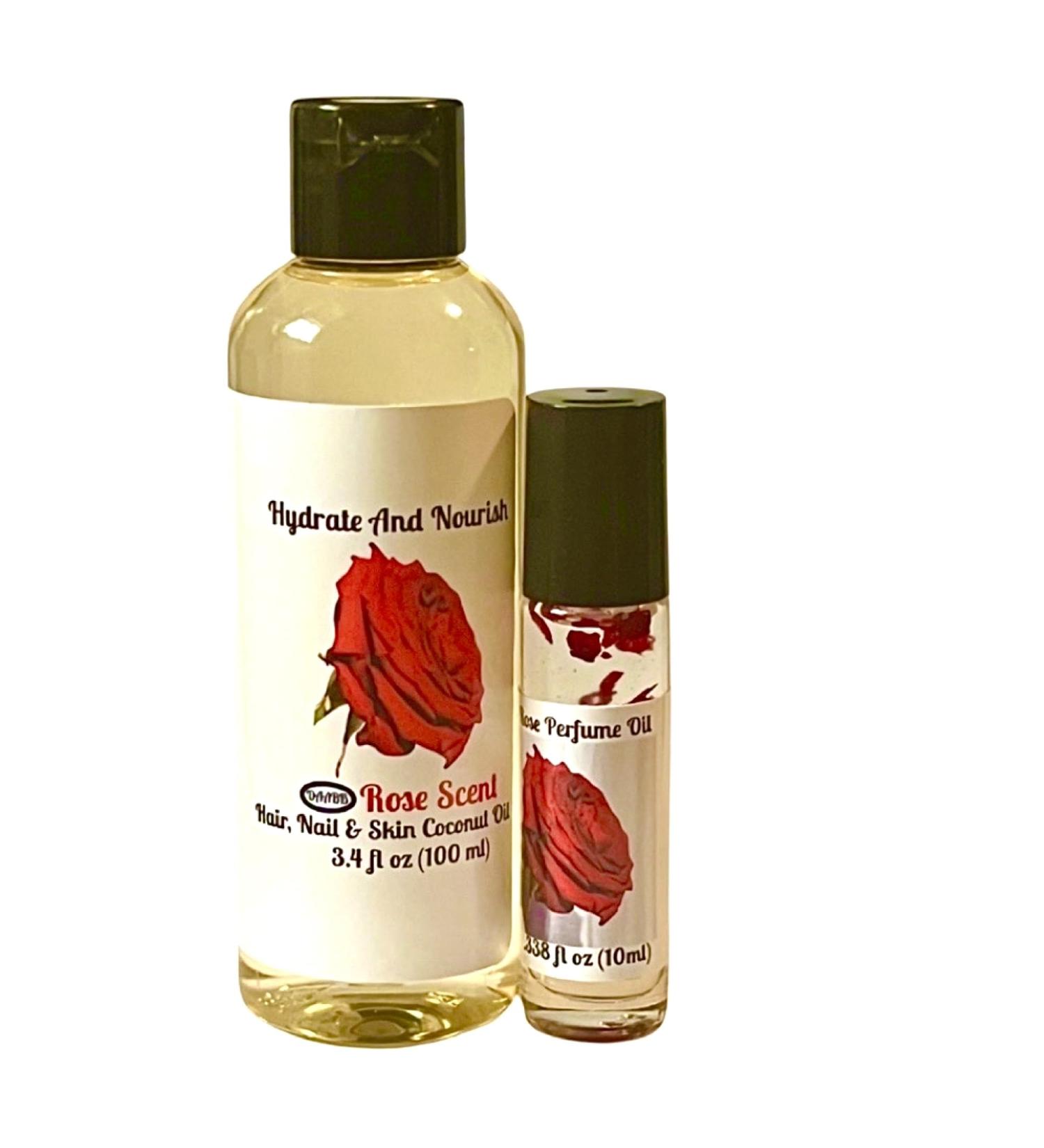2 Pack Rose Coconut Oil Set - Roll-On Perfume & Body Oil for Hair & Skin - 3.4 Fl oz Travel Size - Buy Online on GoSupps.com