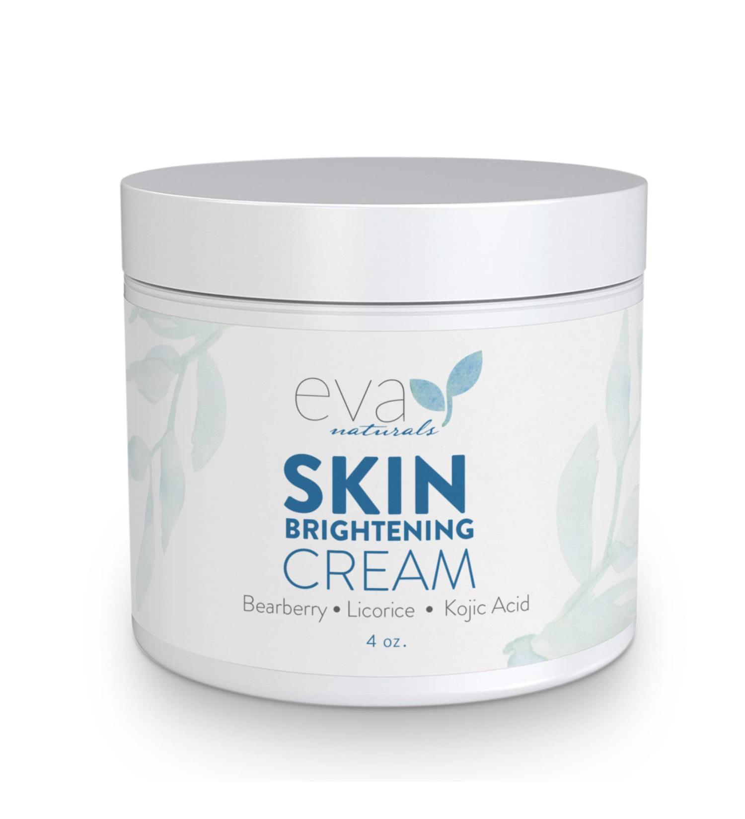 Eva Naturals Skin Brightening Cream 4 oz - Dark Spot Remover with Bearberry, Licorice, Kojic Acid - Boosts Collagen Production for Even Skin Tone - Buy Online on GoSupps.com