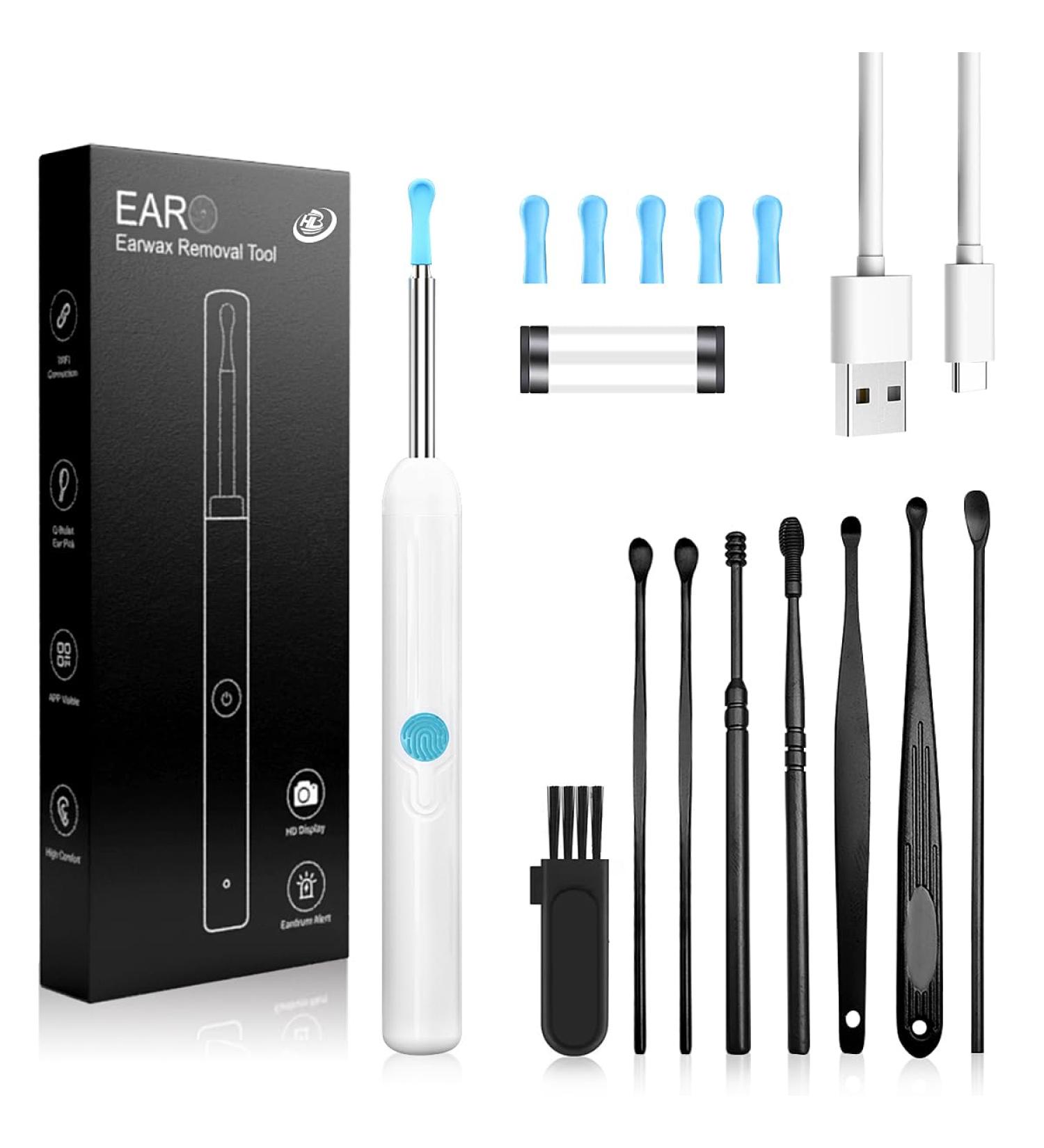 Ear Wax Removal 1080P HD Ear Wax Removal Tool Camera Ear Wax Removal Kit Ear Camera Otoscope with 6 LED Light for iOS and Android (White) - Buy Online on GoSupps.com