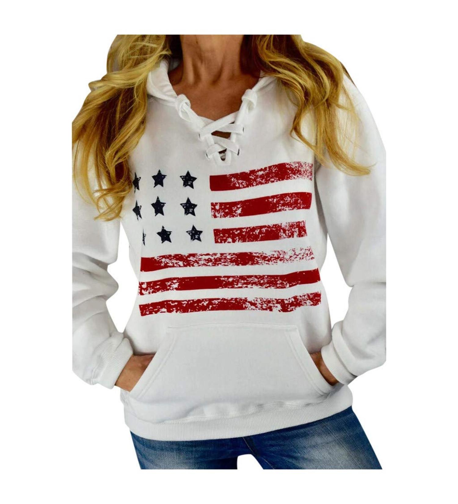 Women's White Hoodie Sweatshirt - Long Sleeve Drawstring Pullover Top - Buy Online on GoSupps.com