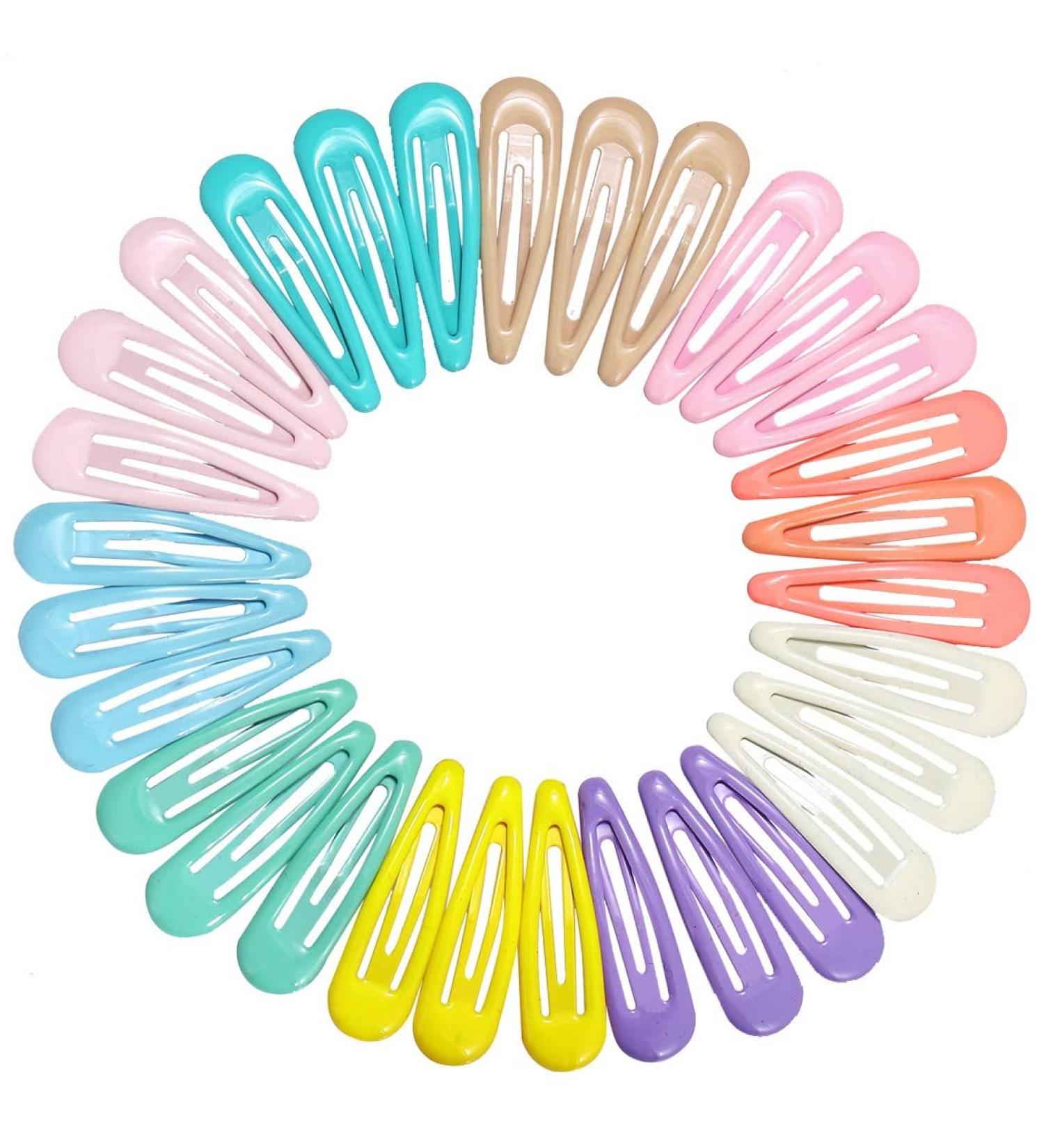 Sioppkik 30-Piece Colorful Hair Clips for Girls & Women - 5cm Metal Clips in 10 Classic Styles - Buy Online on GoSupps.com