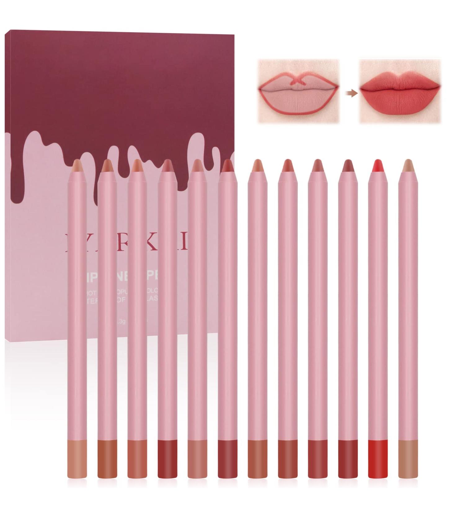 IYARKAI Matte Lip Liner Pencil Set - 12 Colors | Smudge-proof, Waterproof, Long Lasting | Ideal for Daily, Travel, Party, Work - Buy Online on GoSupps.com