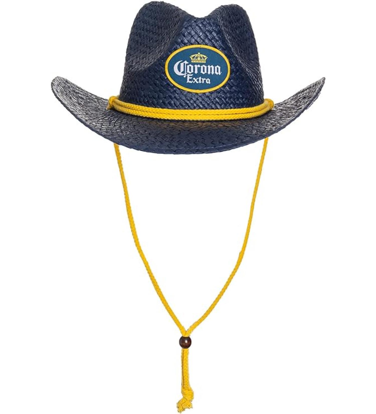 Men's Corona Extra Straw Beach Cowboy Hat with Curved Brim Tan