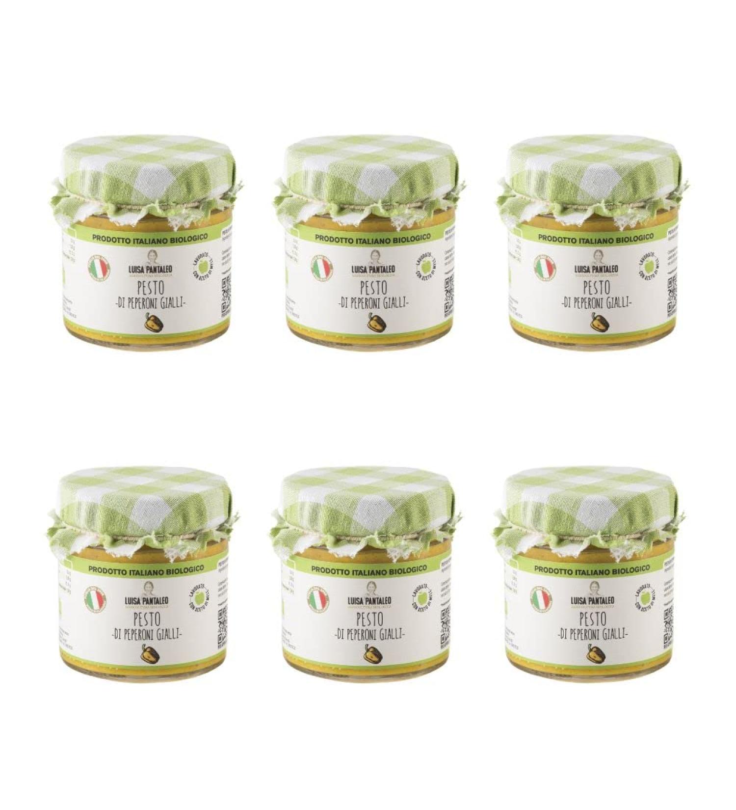 Pantaleo Agricoltura Luisa Pantaleo organic yellow pepper pesto 6 jars of 175 g 100 made in Italy without preservatives low fat content excellent with fresh pasta and baked recipes - Buy Online on GoSupps.com