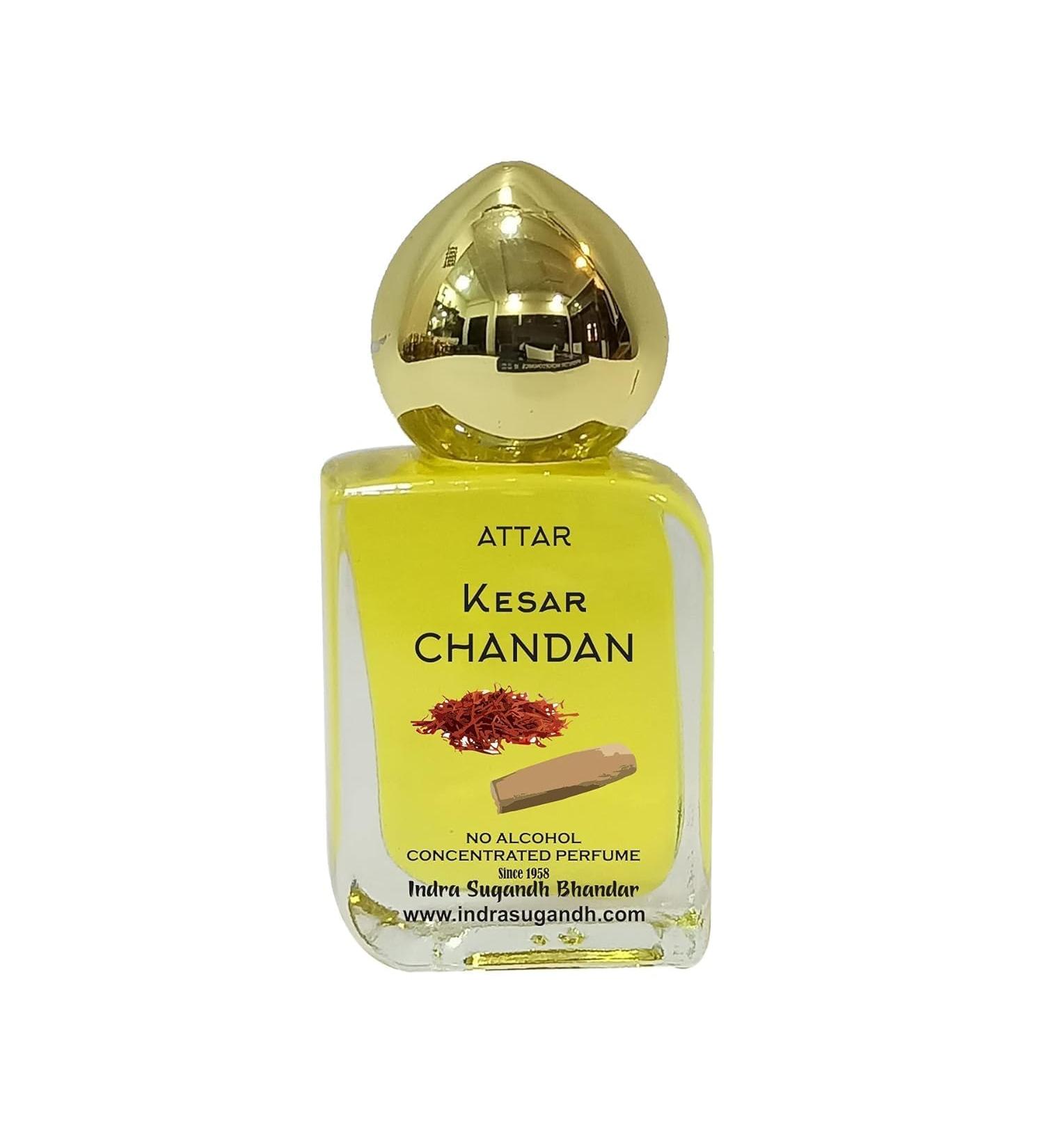 RI Attar For Men-Women | Pujan Shahi Kesar Chandan Pure and Original Perfume 24 Hours Long Lasting Fragrance - 15ml Rollon Cubic Fancy Pack