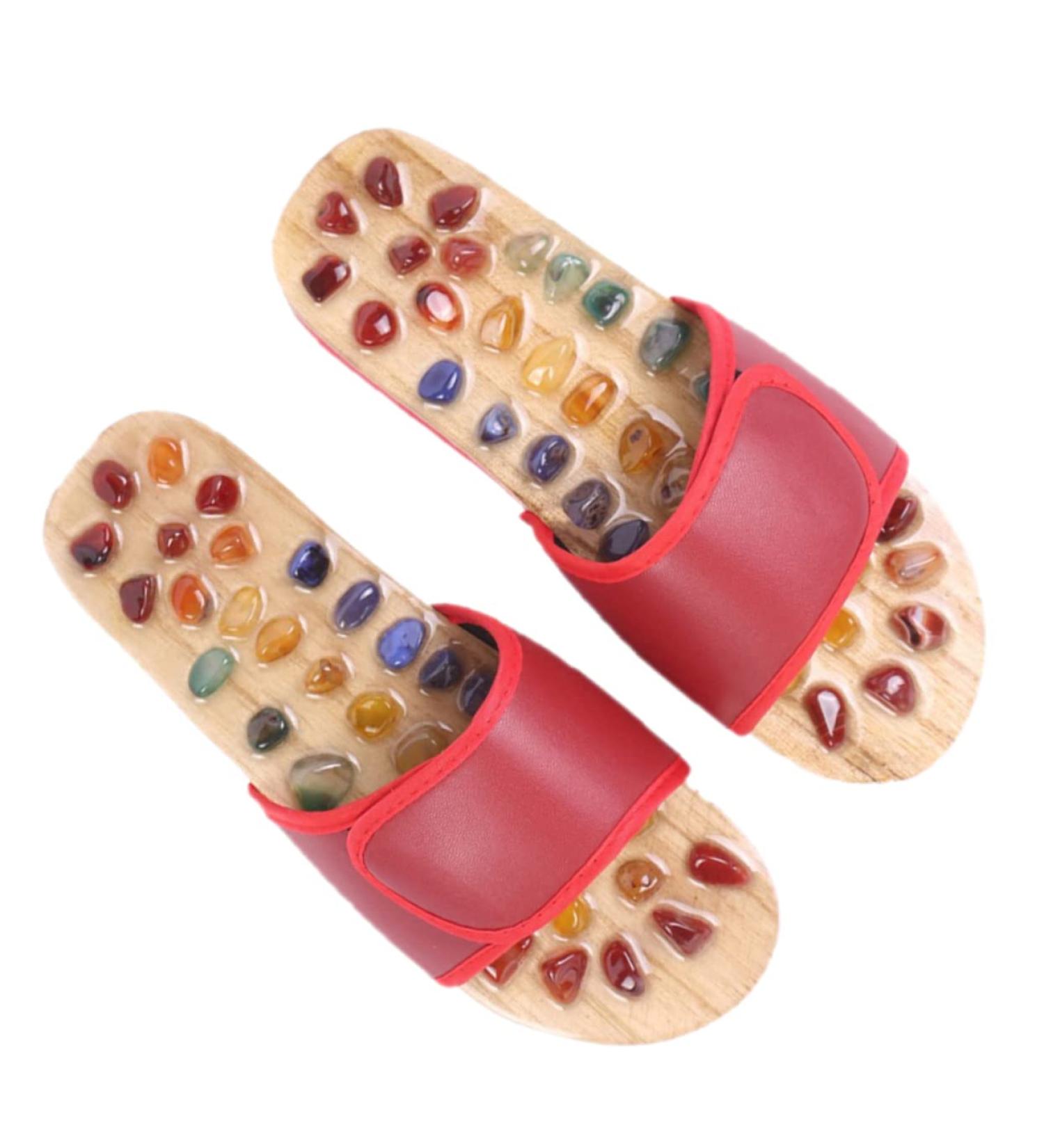 FRCOLOR 1 Pair Massage Slippers Foot Massager Shoe Men Slide Sandals Mens House Slippers Men s Sandals Man Sandals House Shoes for Men Shoes Sandals Mat Wooden Agate Leisure Shoes 38 EU Red - Buy Online on GoSupps.com